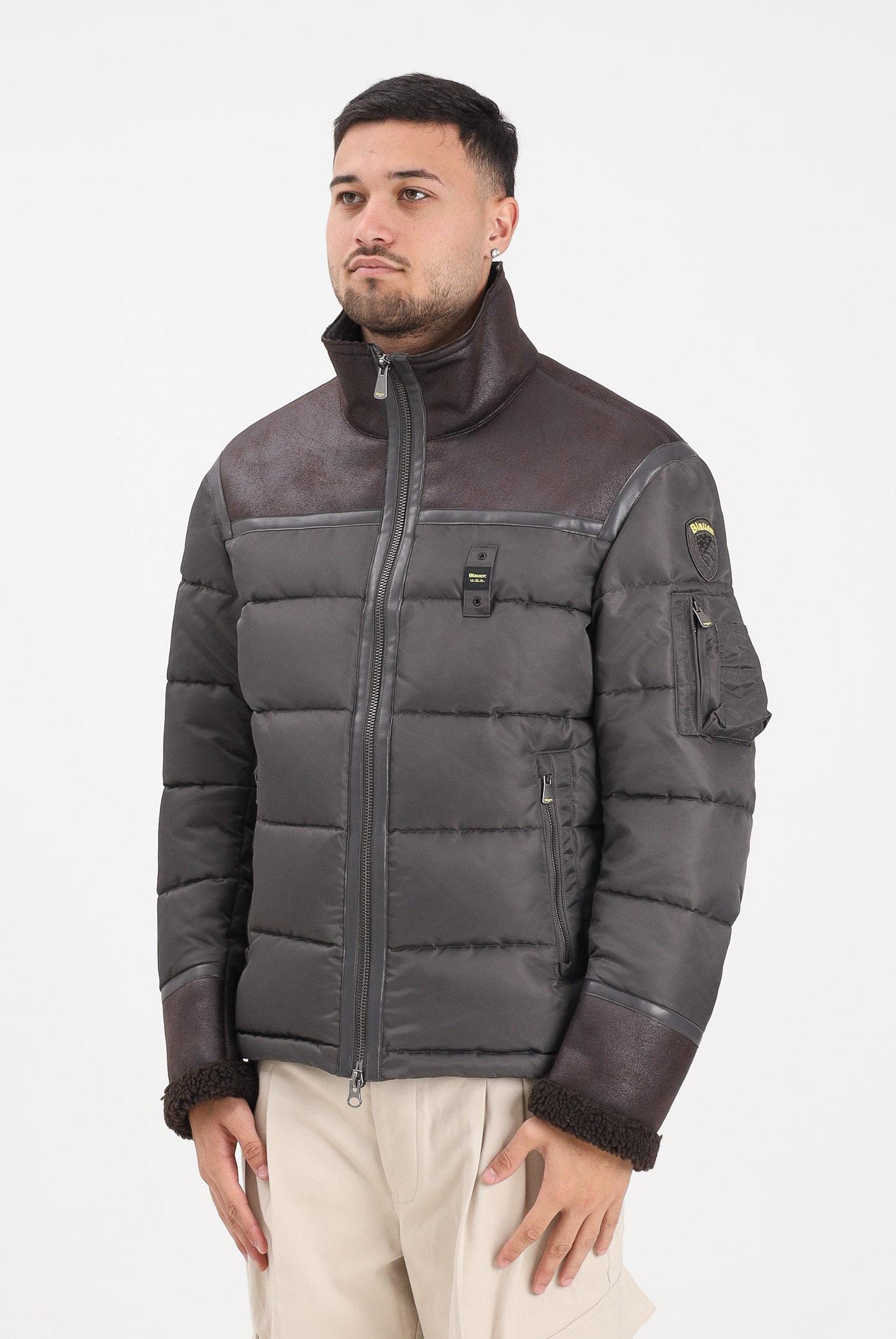 BLAUER Piumino NYLON E MONTONE ECO ORGAN nero oliva da uomo 25WBLUC02028-007280 969 BLAUER