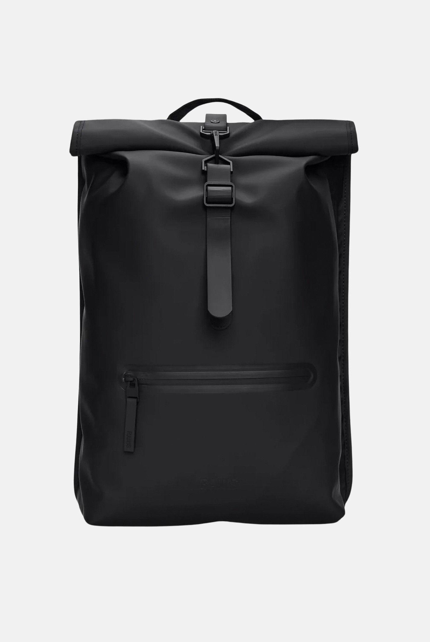 RAINS Zaino Rolltop nero per uomo e donna RA13320 BL RAINS