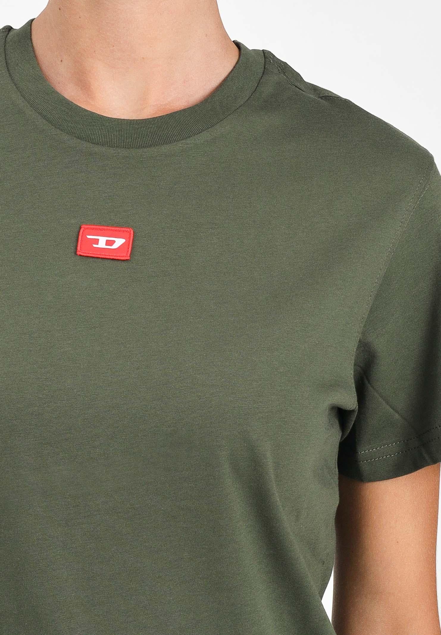 DIESEL T-shirt a manica corta verde militare per donna, ragazzi e bambini con logo J025010GRAI K513 DIESEL