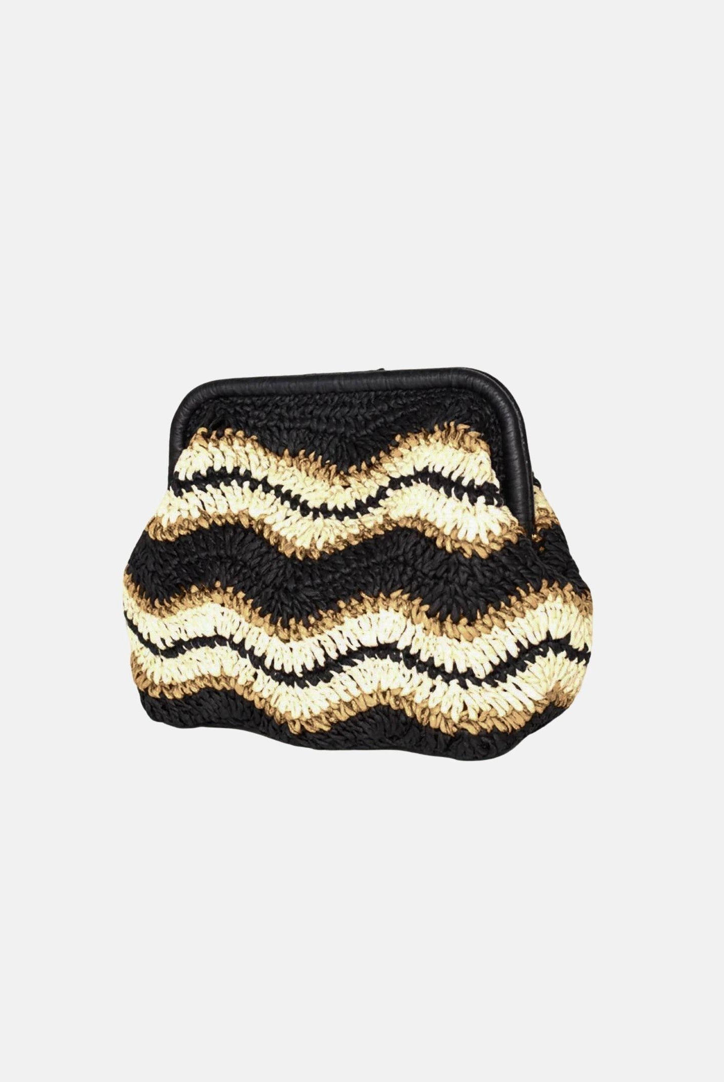 F**K Pochette a mano in rafia beige e nera da donna FA26-SW0065BK . F**K
