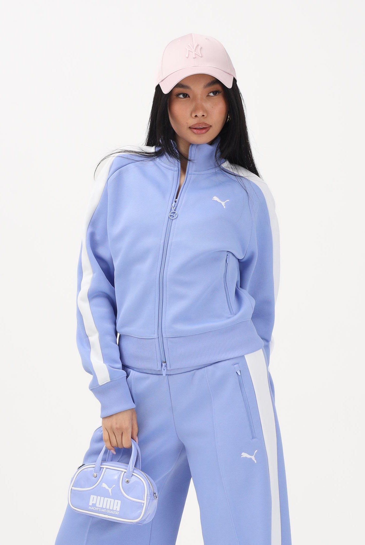 PUMA Felpa con zip T7 ALWAYS ON azzurro polvere da donna 629796 60 PUMA