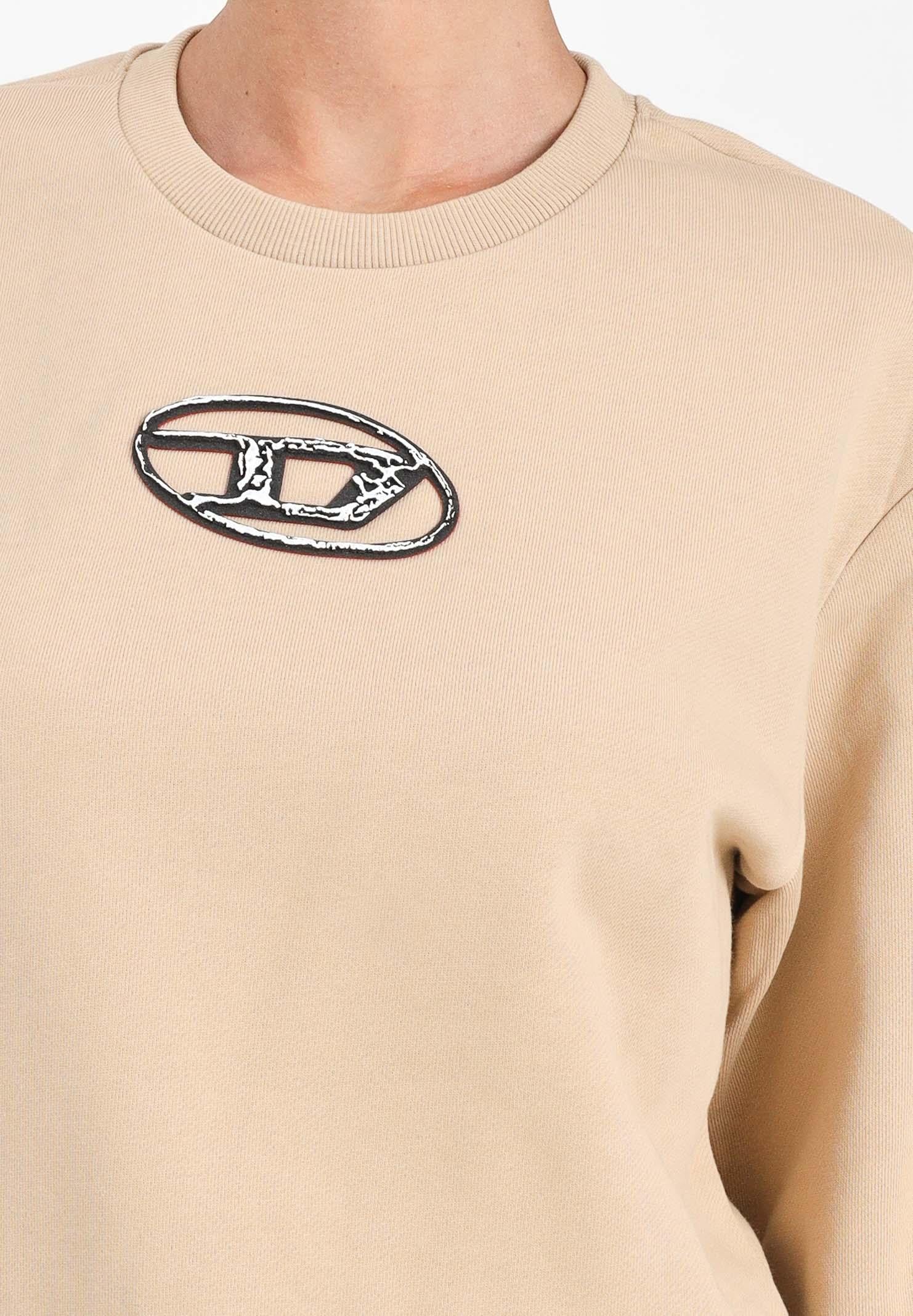 DIESEL Felpa girocollo beige per donna, ragazzi e bambini con logo Oval D multi-layered J02486KYAQK K726 DIESEL