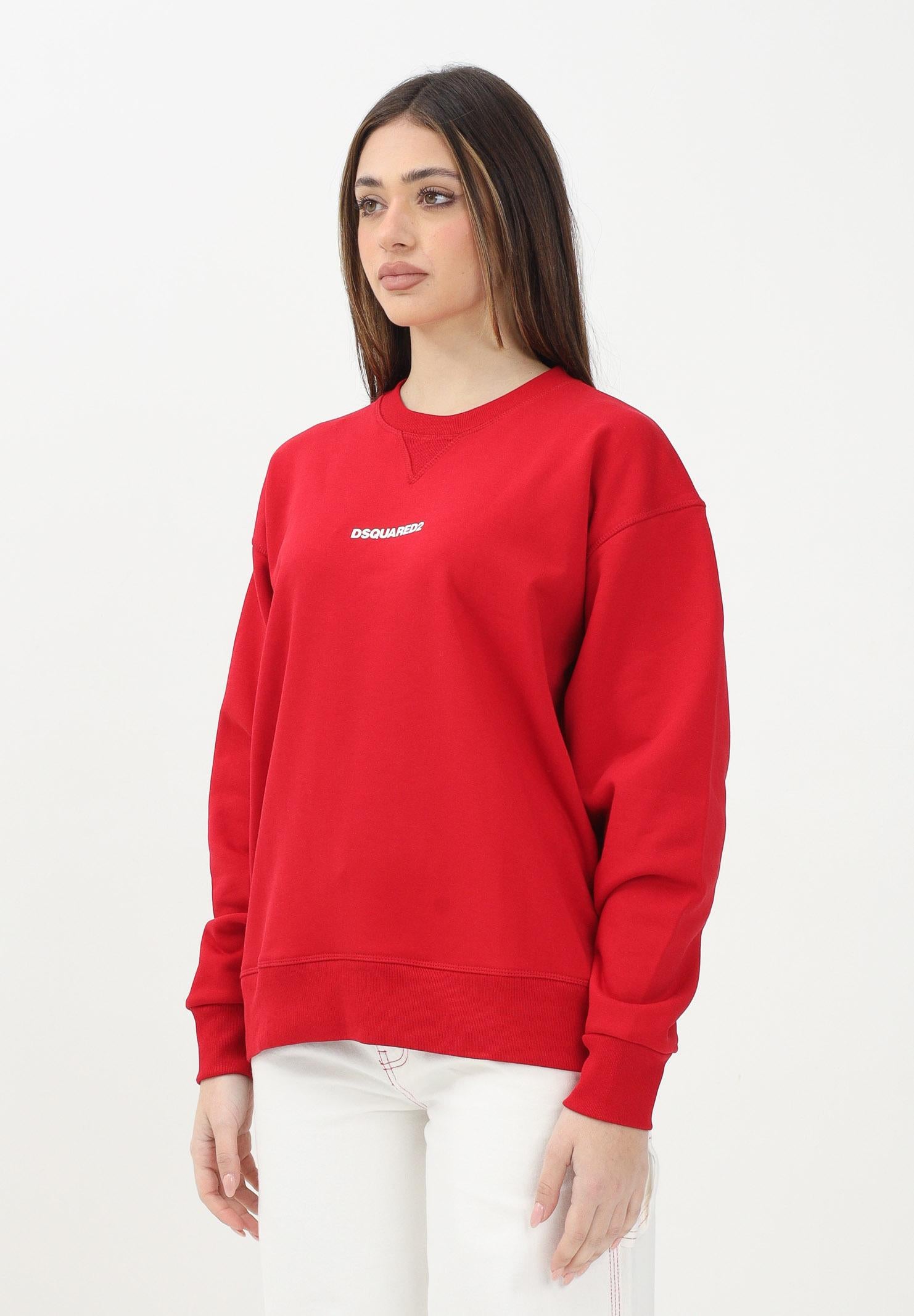 DSQUARED2 Felpa girocollo rossa per donna, ragazzi e bambini con stampa logo DQ2739D0094 DQ405 DSQUARED2