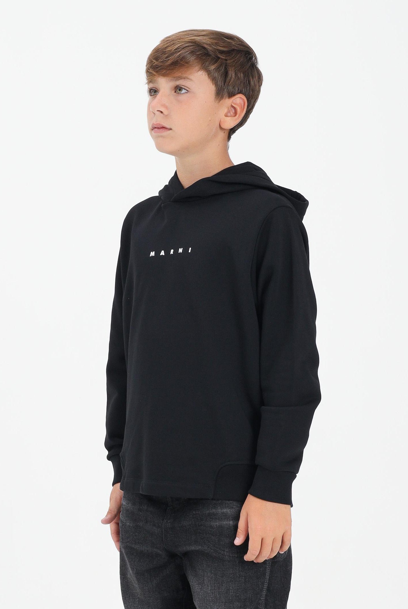 MARNI Felpa con cappuccio nera per donna, ragazzi e bambini con logo M01576M00V0 0M900 MARNI