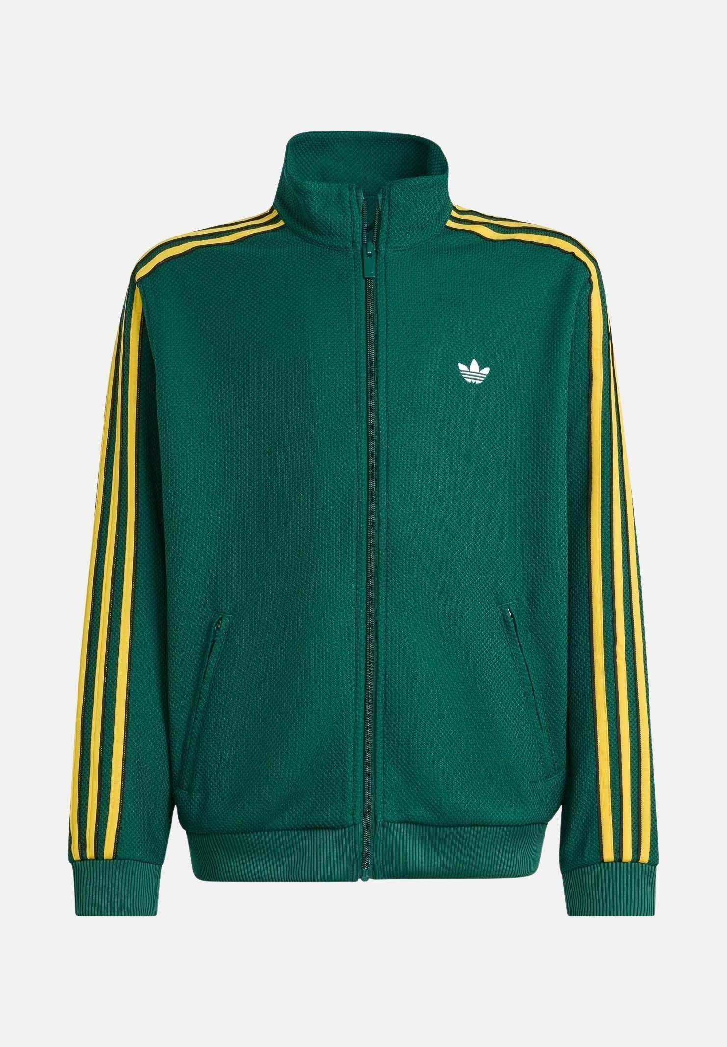 ADIDAS ORIGINALS Felpa con zip FIREBIRD LOOSE DOUBLE KNIT verde e giallo per bambino e bambina KD7821 . ADIDAS ORIGINALS