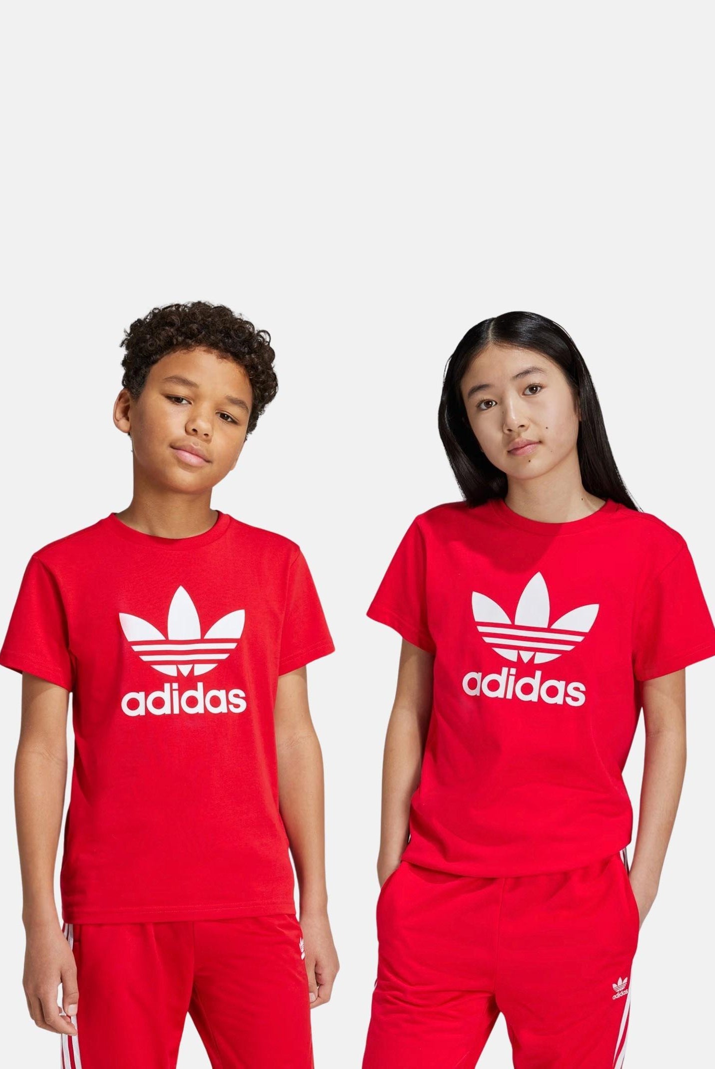 ADIDAS ORIGINALS T-shirt a manica corta TREFOIL rossa per bambino e bambina IY7423 . ADIDAS ORIGINALS