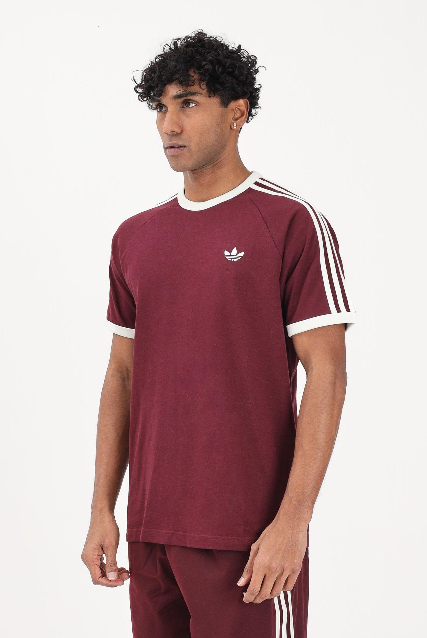 ADIDAS ORIGINALS T-shirt a manica corta 3 STRIPES bordeaux da uomo KQ9639 . ADIDAS ORIGINALS