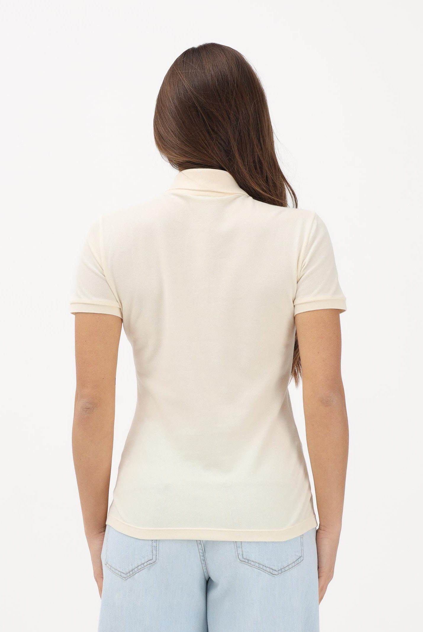 LACOSTE Polo a manica corta panna da donna con logo PF5462 S7G LACOSTE