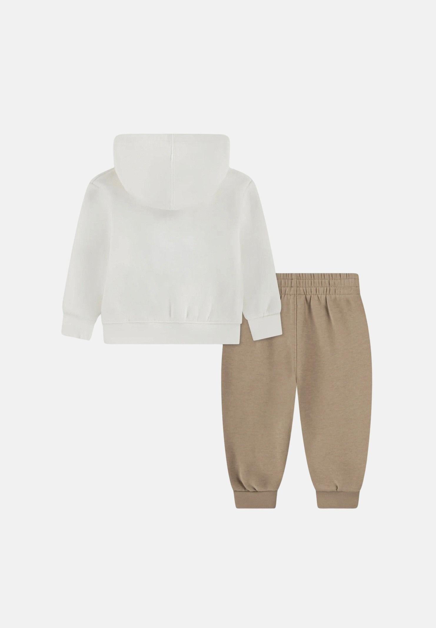 JORDAN Tuta bianca e beige da neonato con logo Jumpman<BR/> 65F124 X0L JORDAN