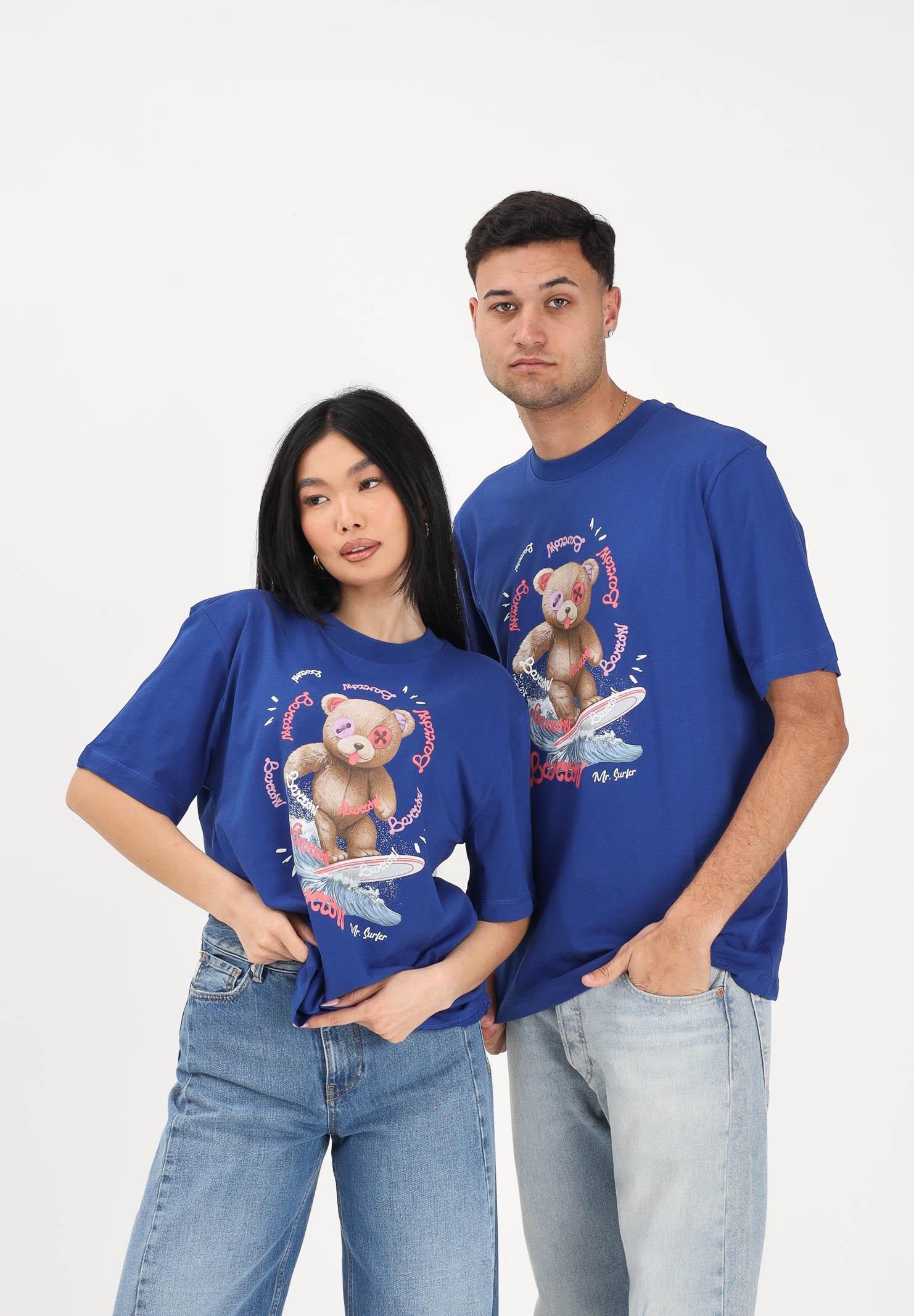 BARROW T-shirt a manica corta blu per uomo e donna con stampa S6BWUATH078 066 BARROW