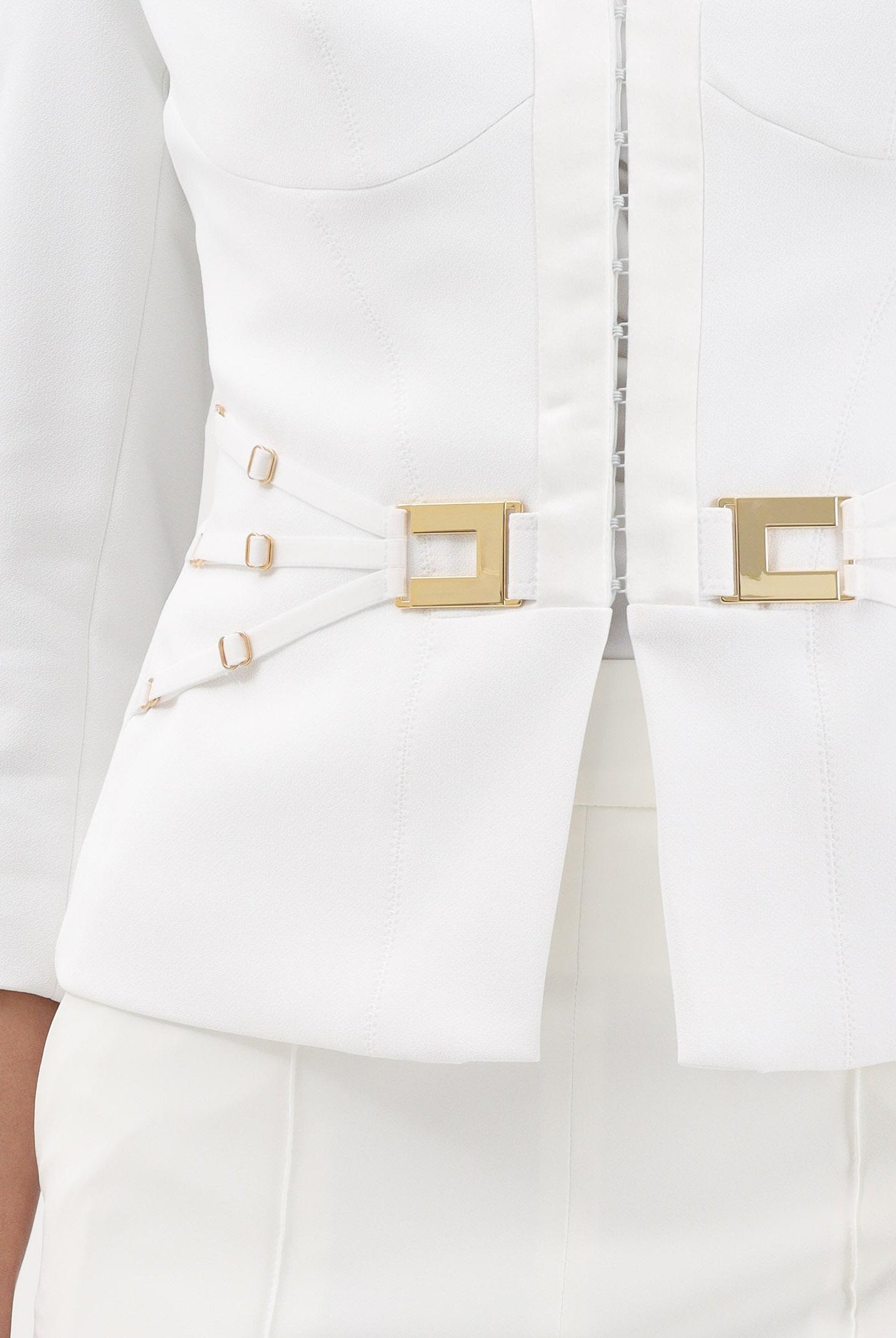 ELISABETTA FRANCHI Giacca avorio da donna con cinturini laterali GI20261E2 360 ELISABETTA FRANCHI