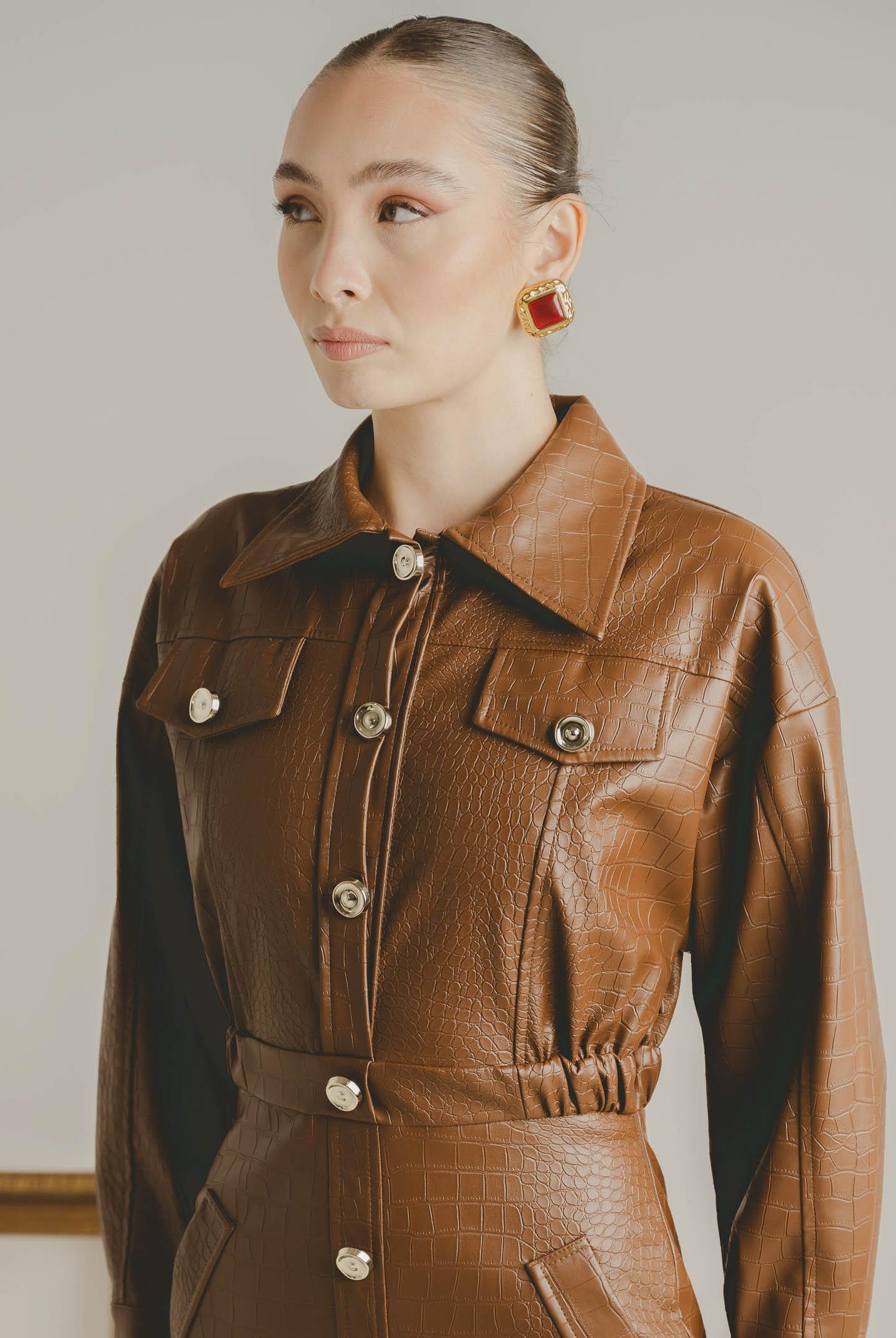 SANTAS Abito midi MYSTÈRE cuoio da donna PV2618 CU SANTAS