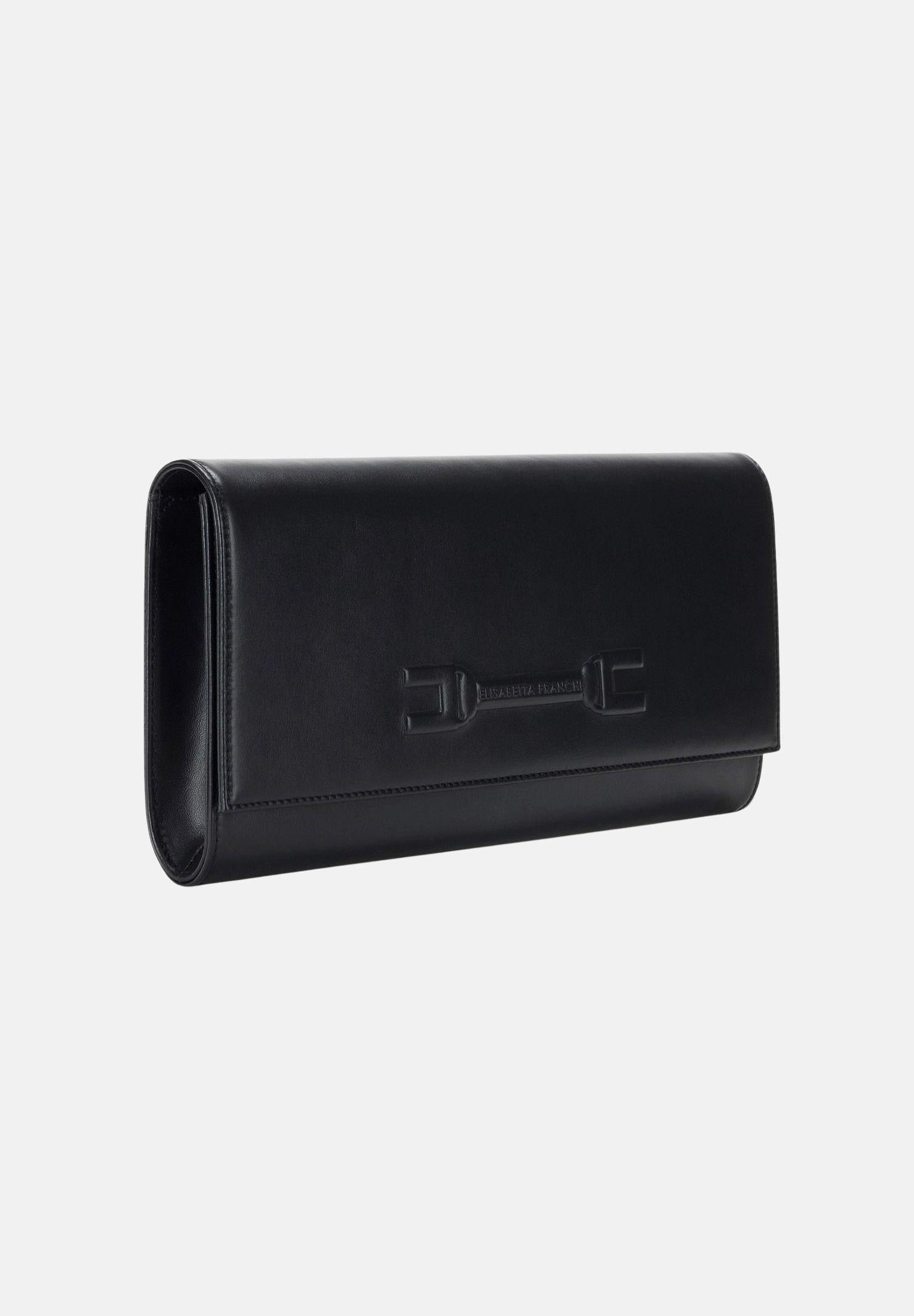 ELISABETTA FRANCHI Pochette nera da donna realizzata in vera pelle BS99A61E2 110 ELISABETTA FRANCHI