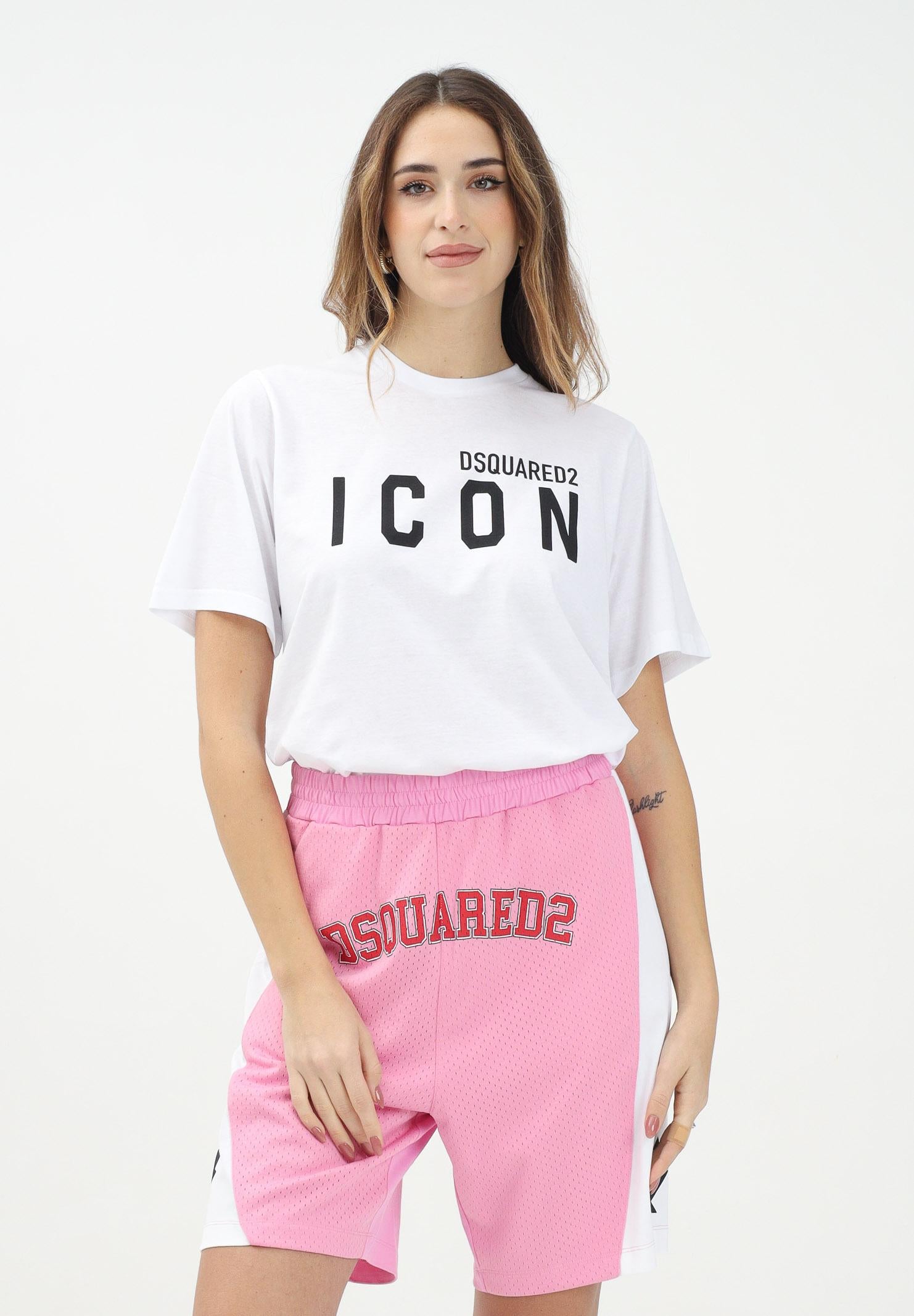 T-shirt a manica corta bianca per donna, ragazzi e bambini con stampa logo DQ2668D004G DQ100 DSQUARED2