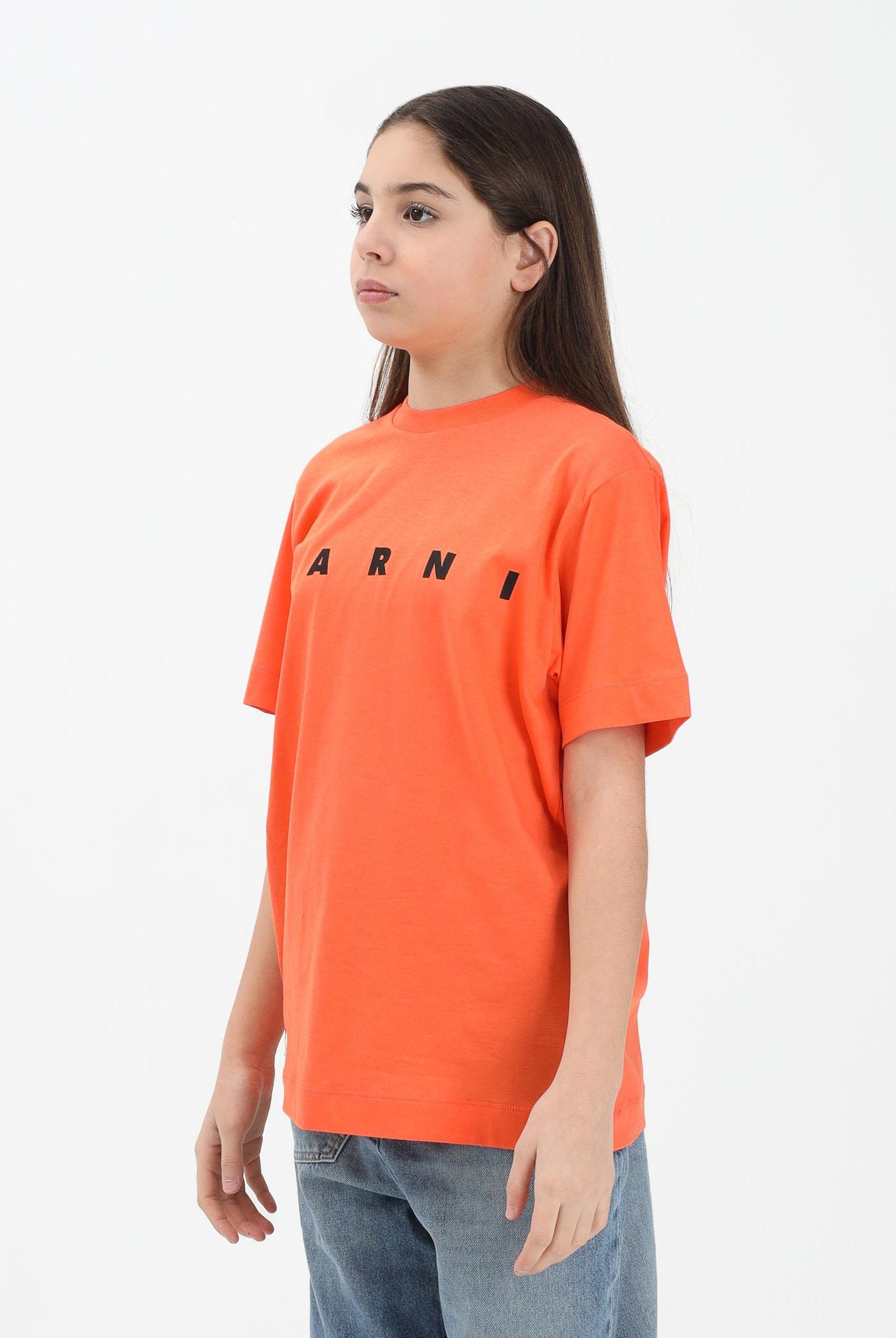MARNI T-shirt a manica corta arancione per donna, bambino e bambina con logo M002MVM00RF 0M436 MARNI