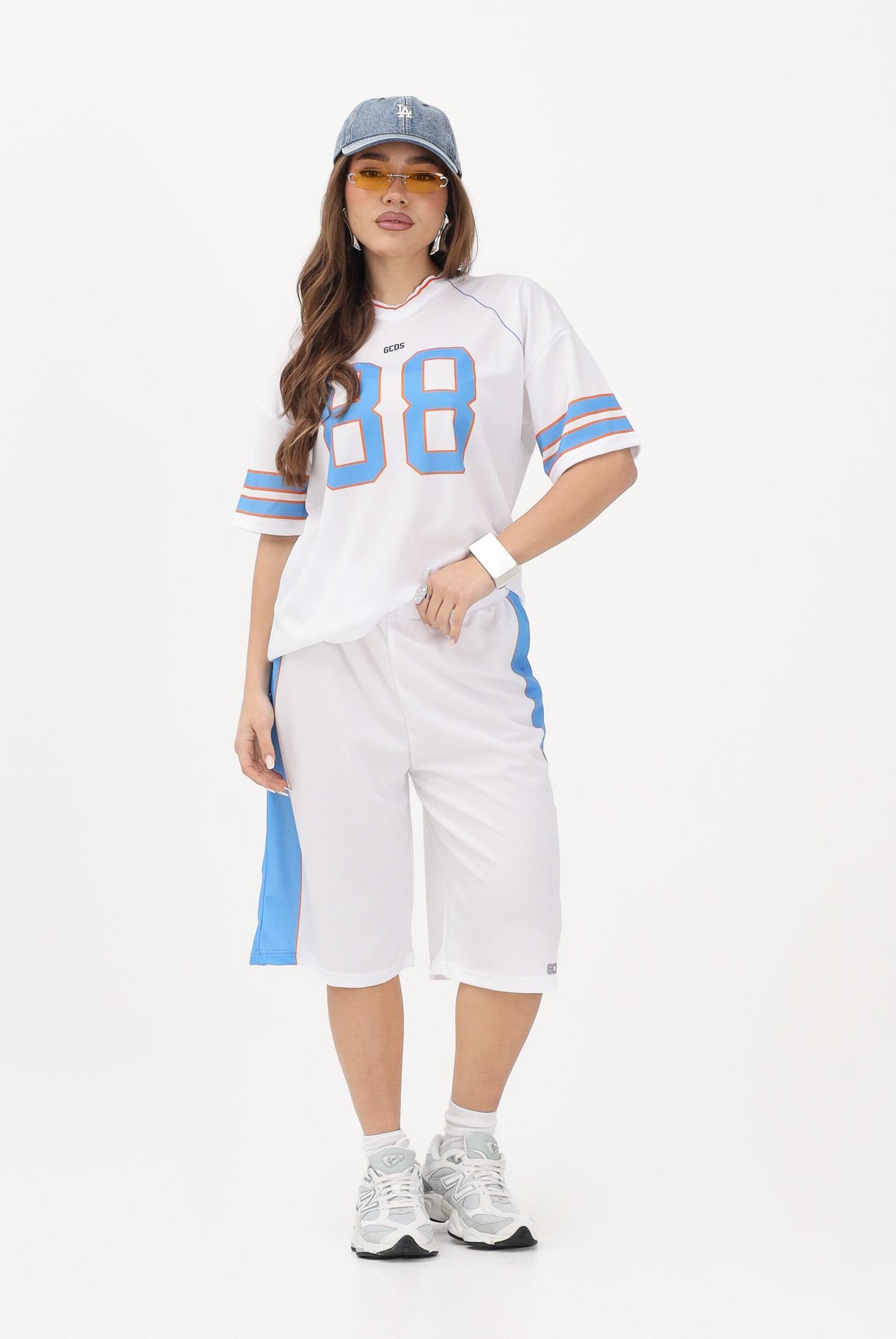 GCDS Shorts bianco per donna, ragazzi e bambini con logo C1BJQL710J338 100E GCDS
