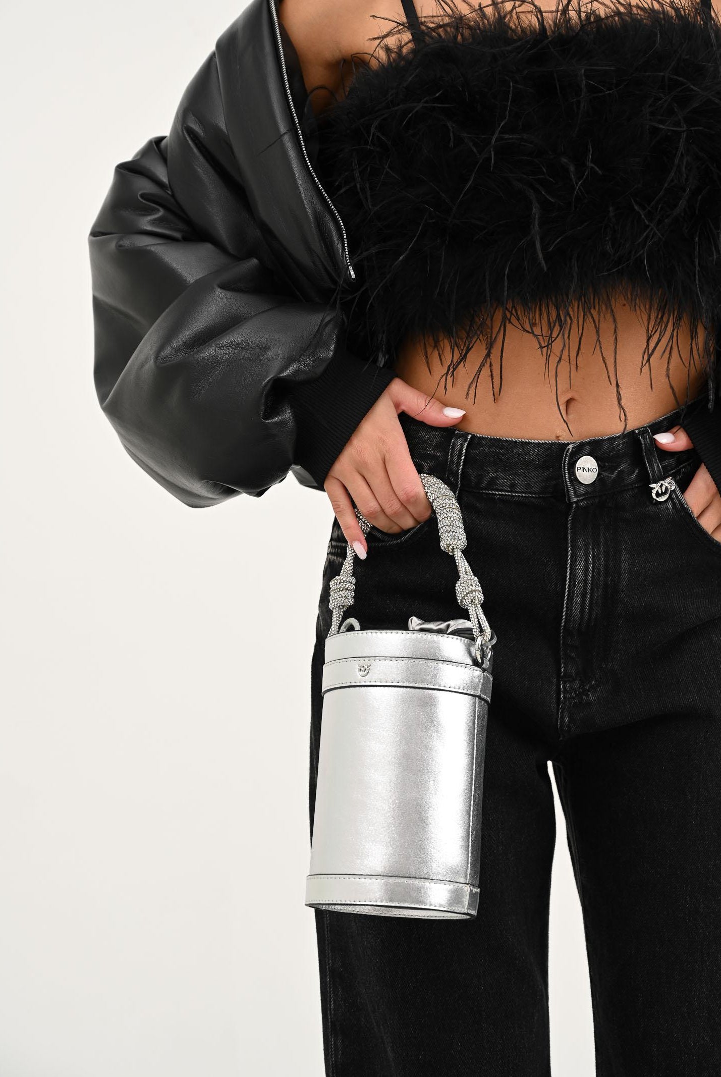 PINKO Mini bucket argento da donna 105910A291 ZZFN PINKO