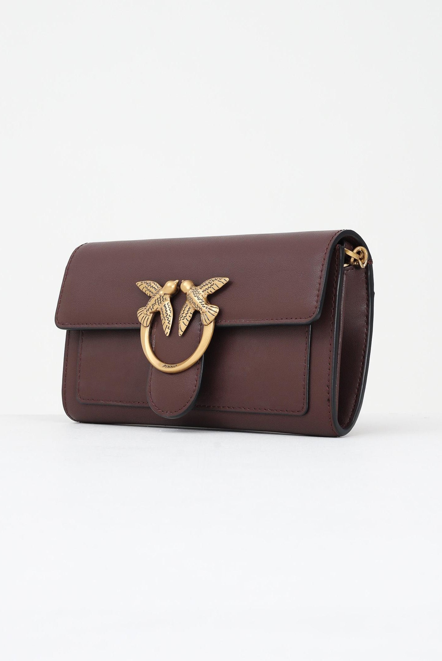 PINKO Pochette Love Bag a tracolla in morbida pelle mano seta marrone da donna 100062A0F1 L86Q PINKO