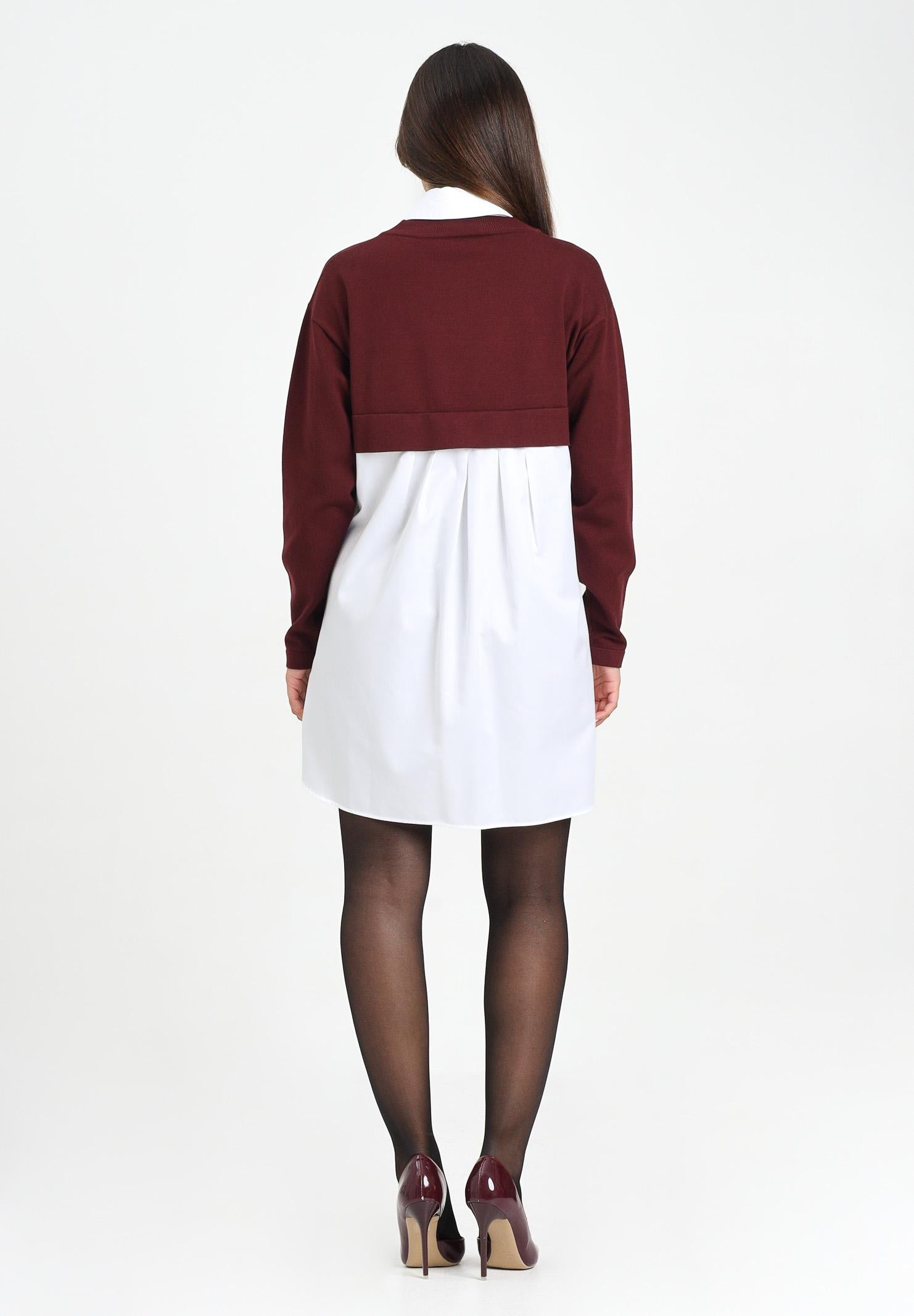 ELISABETTA FRANCHI Abito corto da donna composto da camicia bianca e maglia bordeaux AM09T56E2 CM4 ELISABETTA FRANCHI