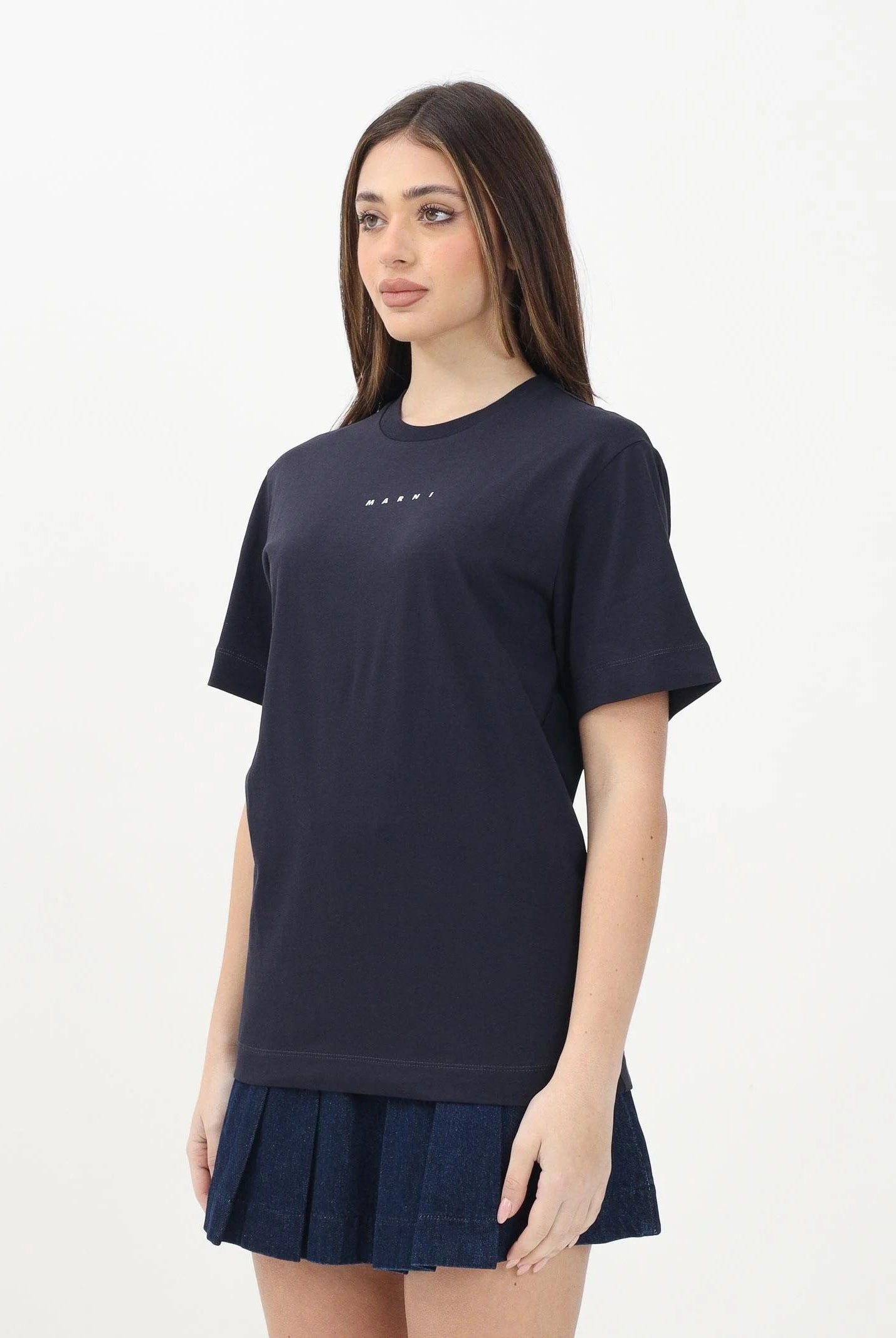MARNI T-shirt a manica corta blu per donna, ragazzi e bambini con stampa logo M01413M00RF 0M803 MARNI