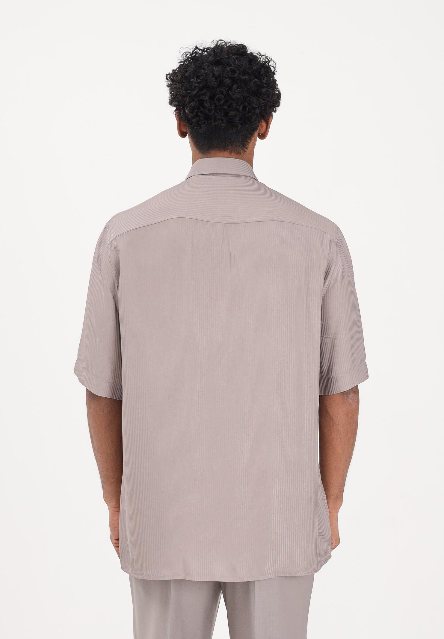 PATRIZIA PEPE Camicia a manica corta fango da uomo in viscosa jacquard 5C312TA093J S184 PATRIZIA PEPE