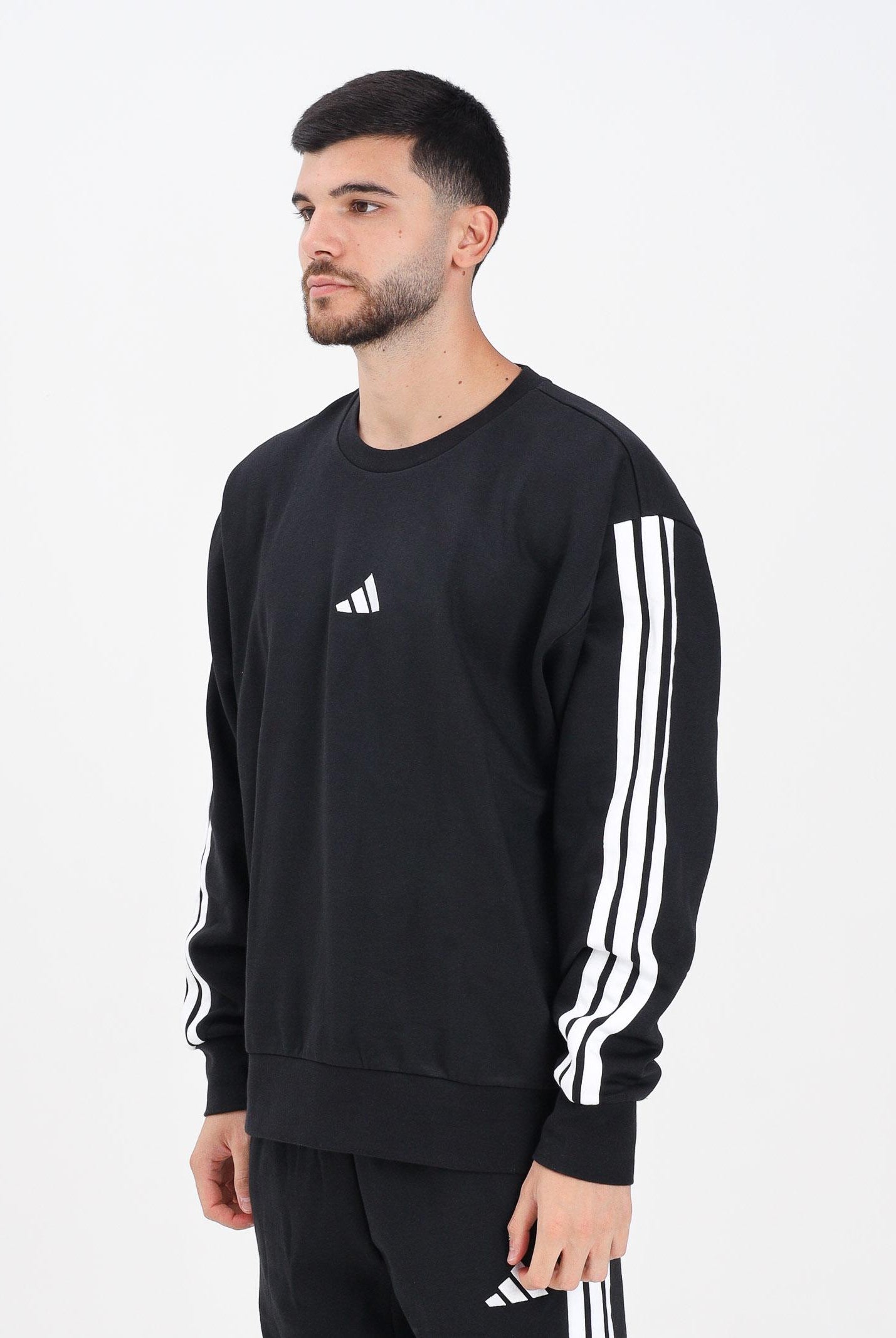 ADIDAS PERFORMANCE Felpa girocollo Essentials 3-Stripes Fleece nera da uomo JE6304 ADIDAS PERFORMANCE
