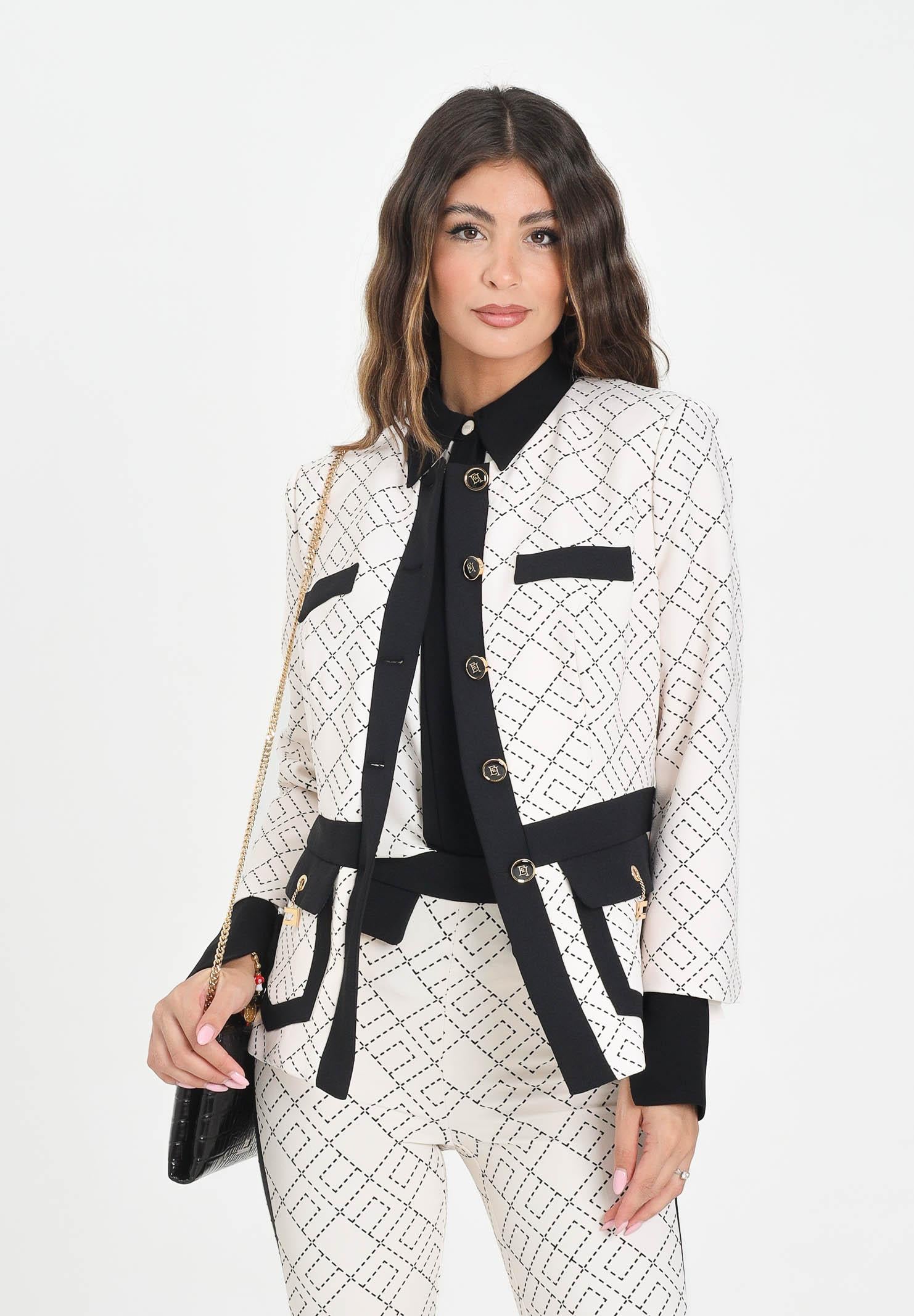 ELISABETTA FRANCHI Giacca panna da donna con fantasia GIS0156E2 EF1 ELISABETTA FRANCHI