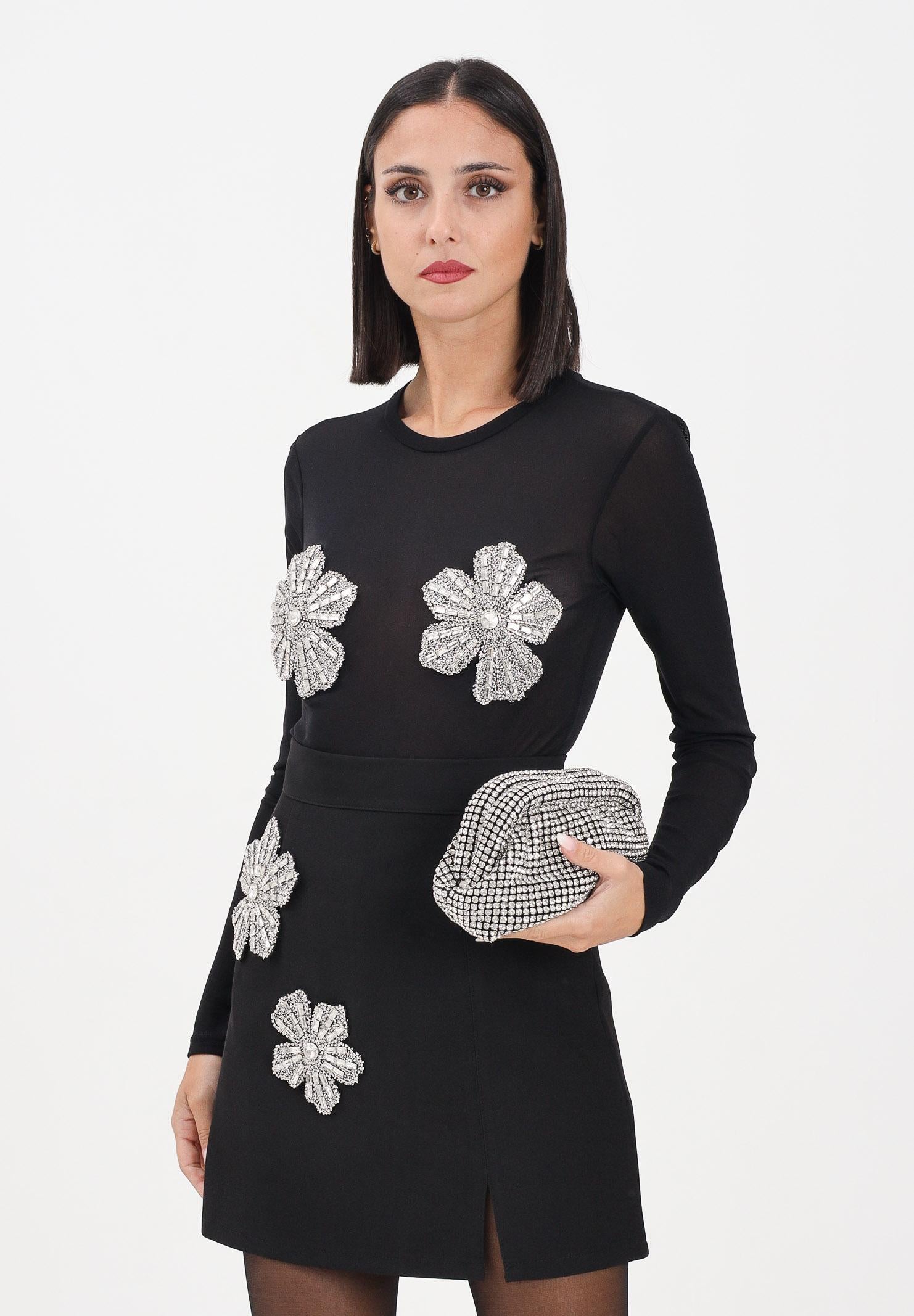 TPN Top a manica lunga Arlee nero da donna con applicazioni fiori ARLEE232W5 D6 TPN