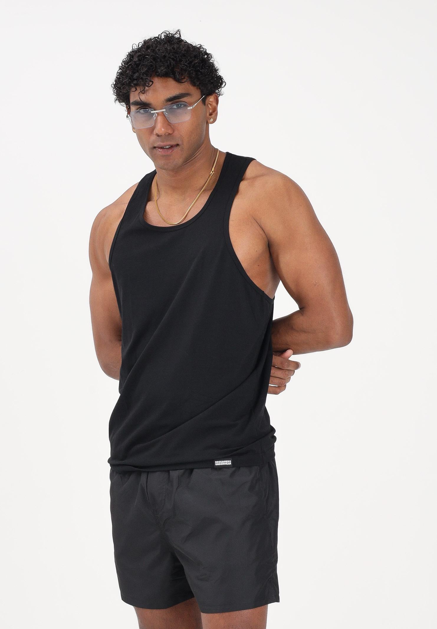 DSQUARED2 Canotta nera da uomo con logo sul retro D9D446190 010 DSQUARED2