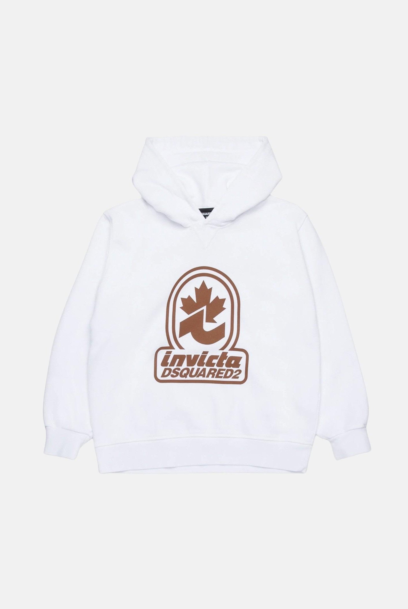 Felpa con cappuccio bianca per bambino e bambina rifinita da stampa logo DQ2907D0AD2-B DQ100 DSQUARED2