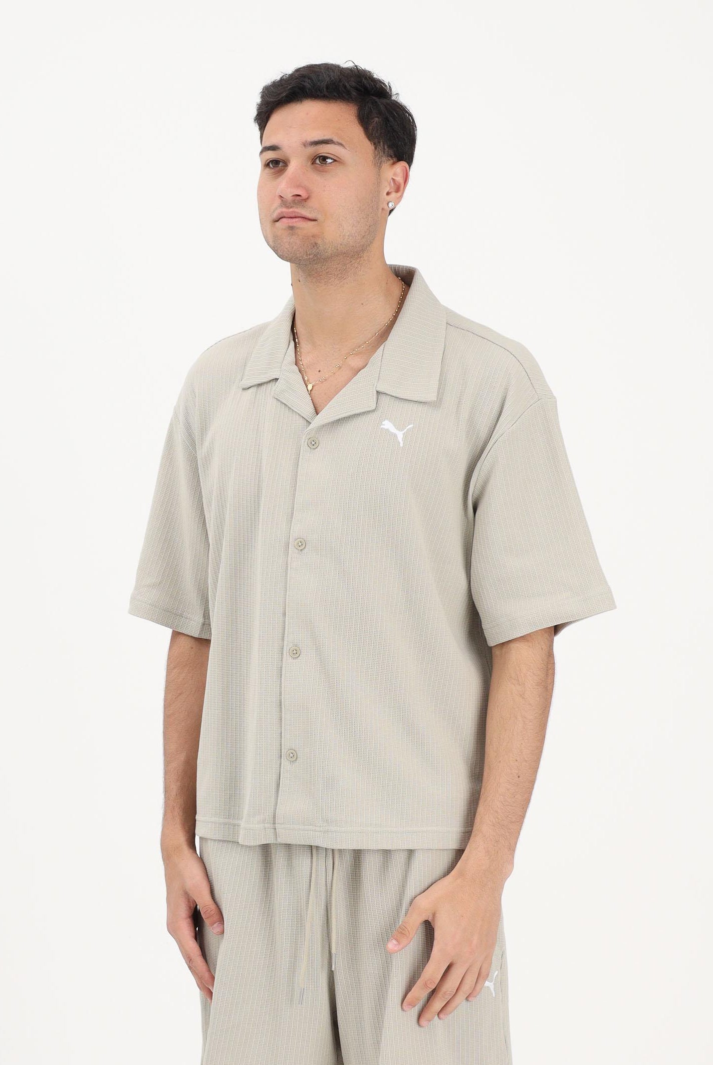 PUMA Camicia a manica corta Wardrobe Essentials beige da uomo 634363 61 PUMA