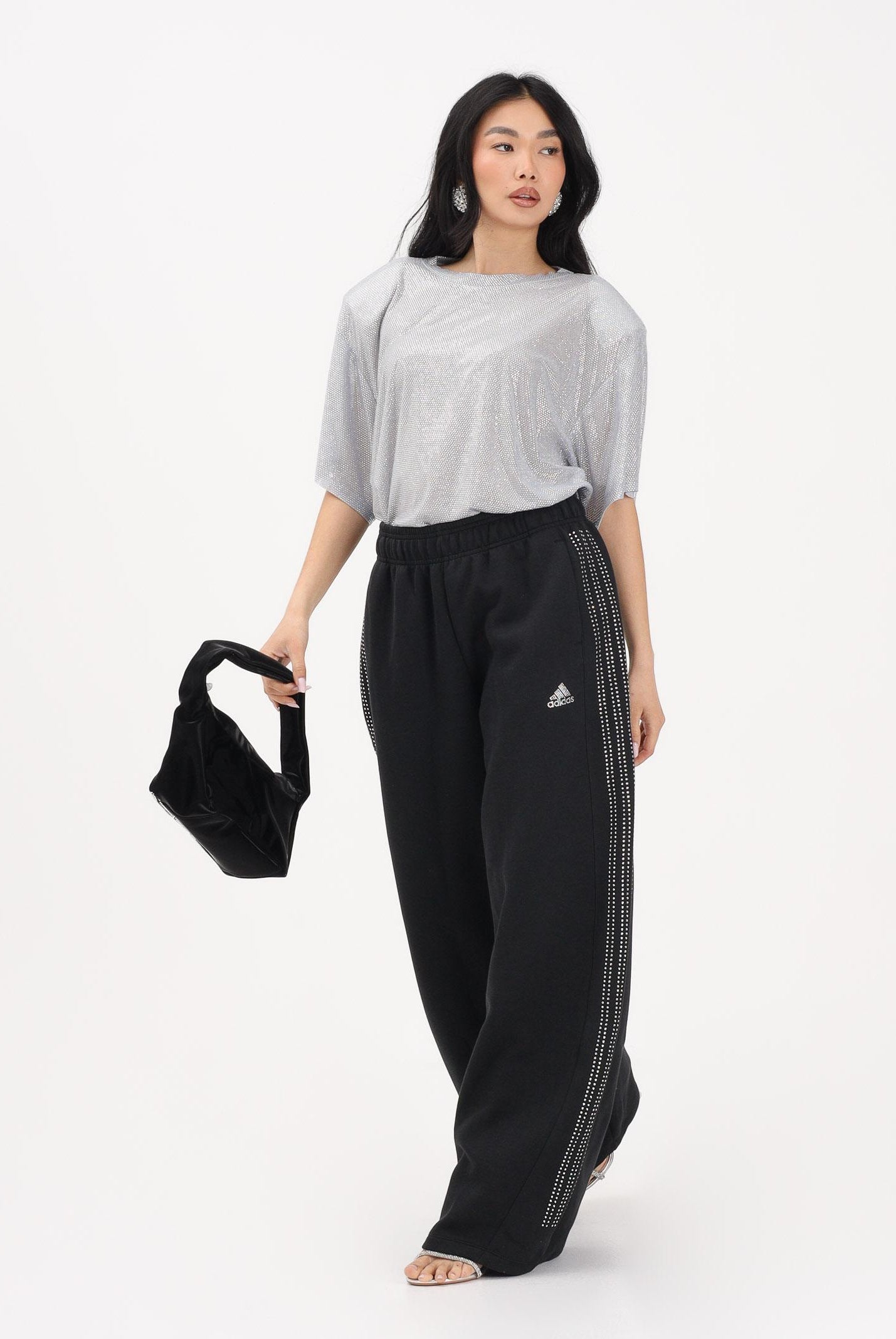 ADIDAS ORIGINALS Pantalone sportivo TEAMGEIST RHINESTONE nero da donna KD0498 . ADIDAS ORIGINALS