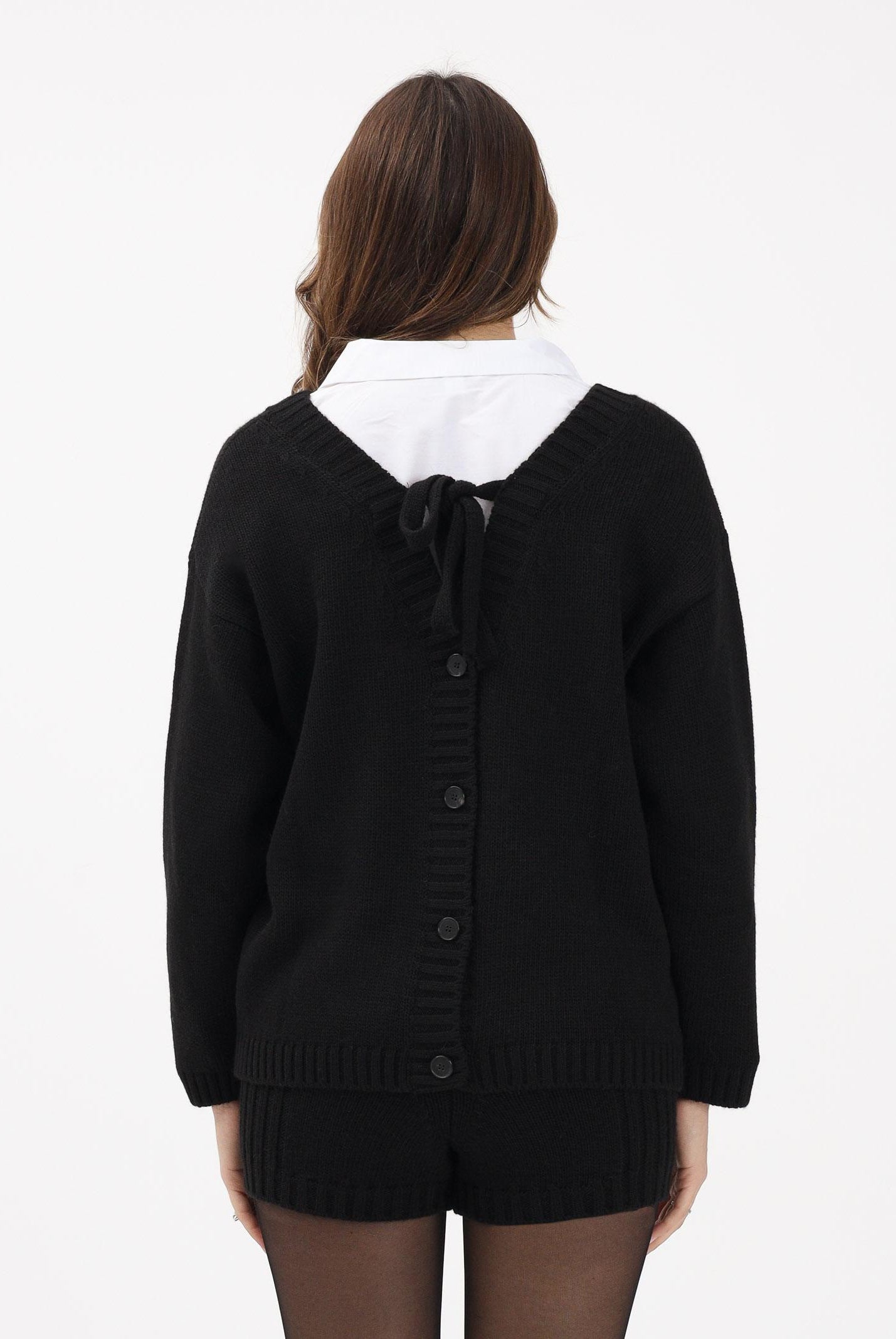 VICOLO Cardigan nero da donna con dettagli gioiello 55153F NE VICOLO