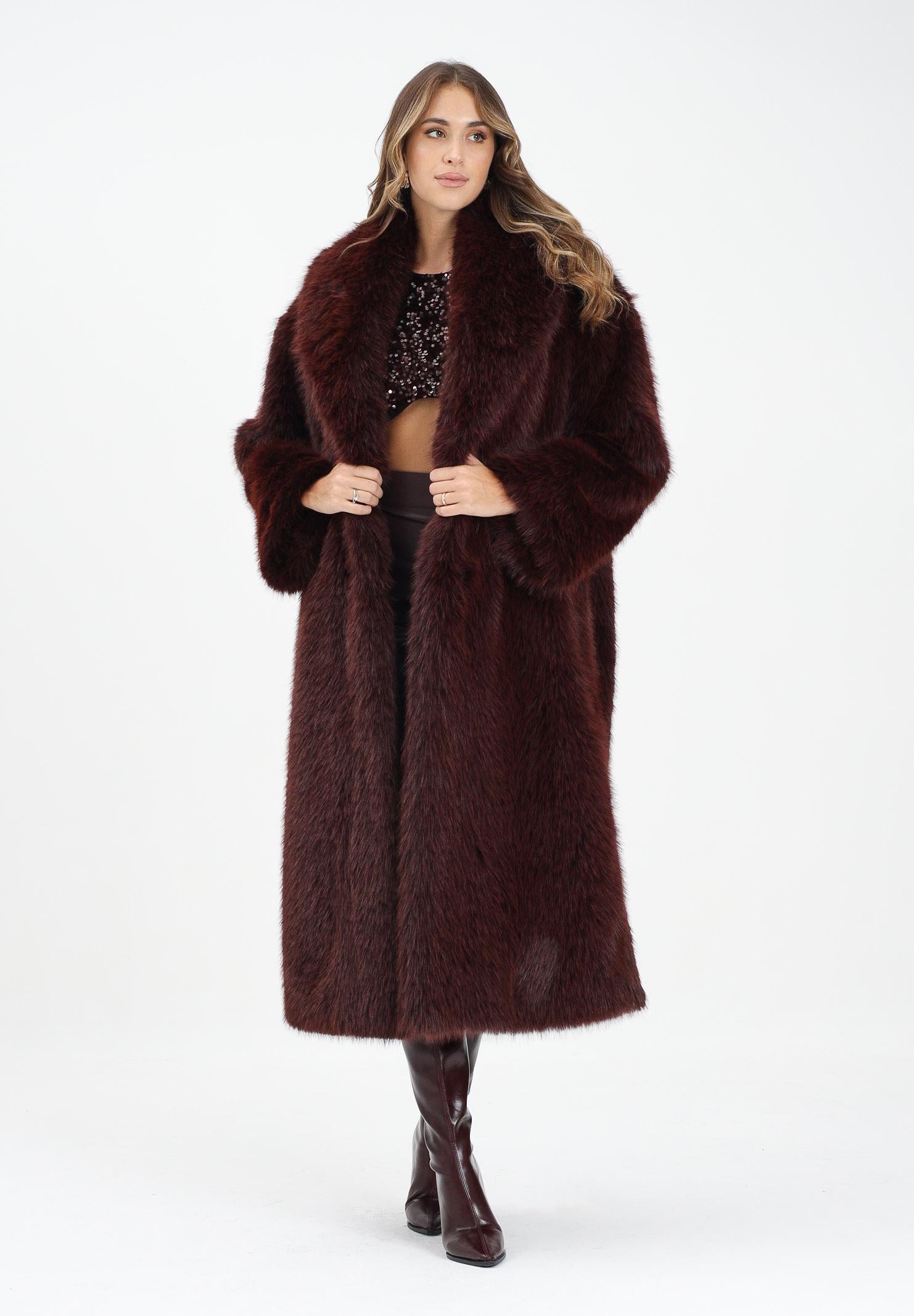 ELISABETTA FRANCHI Pelliccia lunga bordeaux da donna CP69A58E2 EA4 ELISABETTA FRANCHI