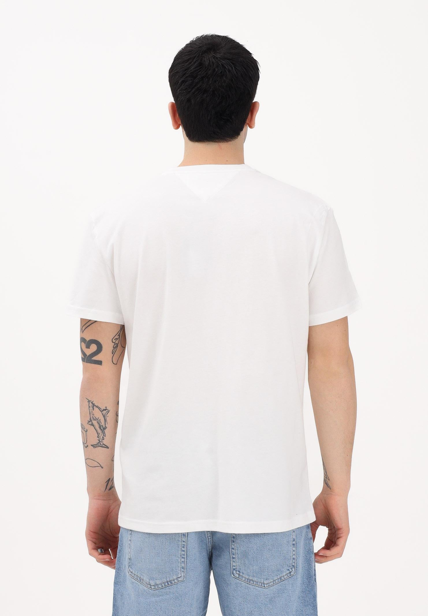 TOMMY JEANS T-shirt a manica corta panna da uomo con banda logo frontale DM0DM22539 YBL TOMMY JEANS