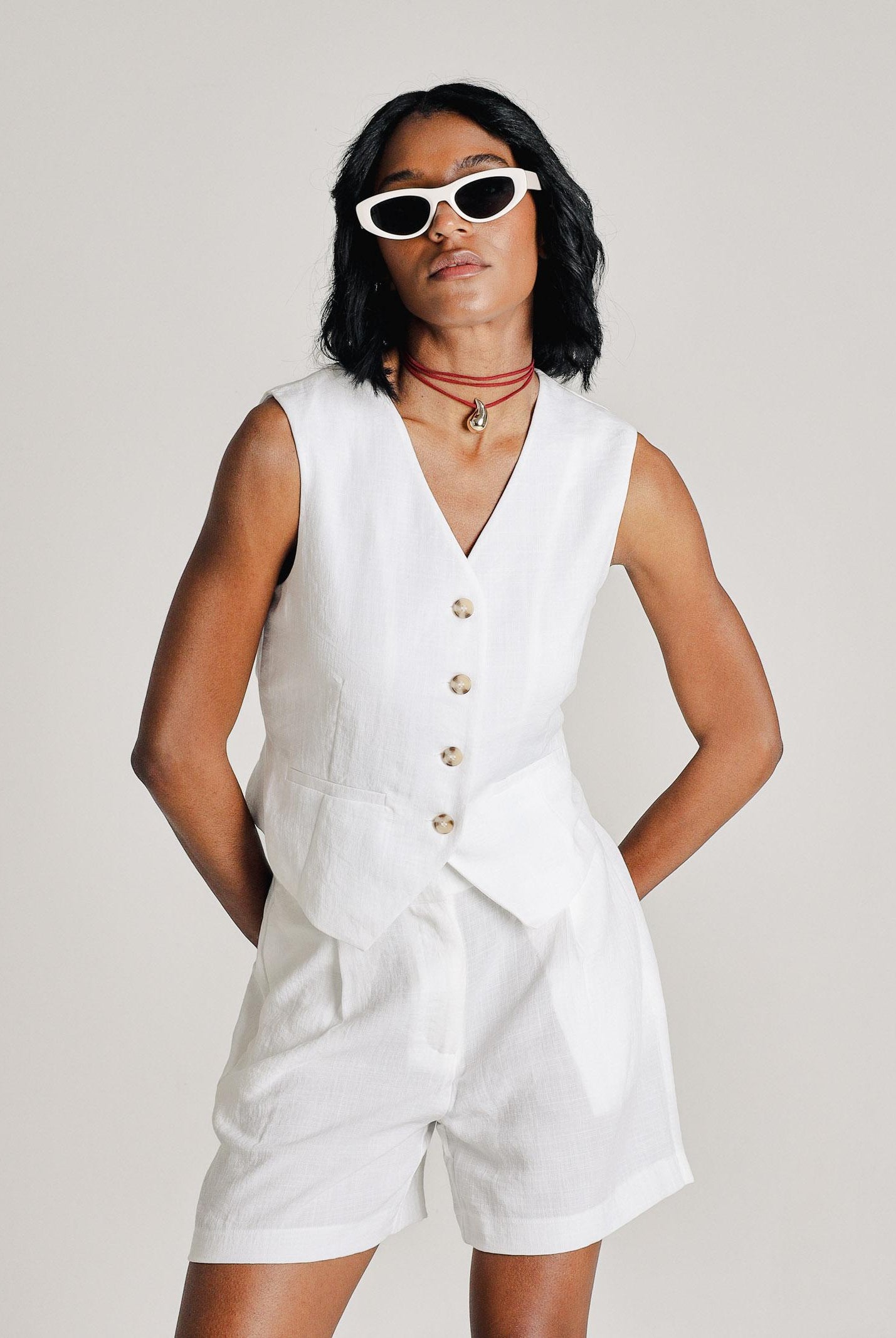 ONLY Gilet bianco da donna 15370277 BRWI ONLY