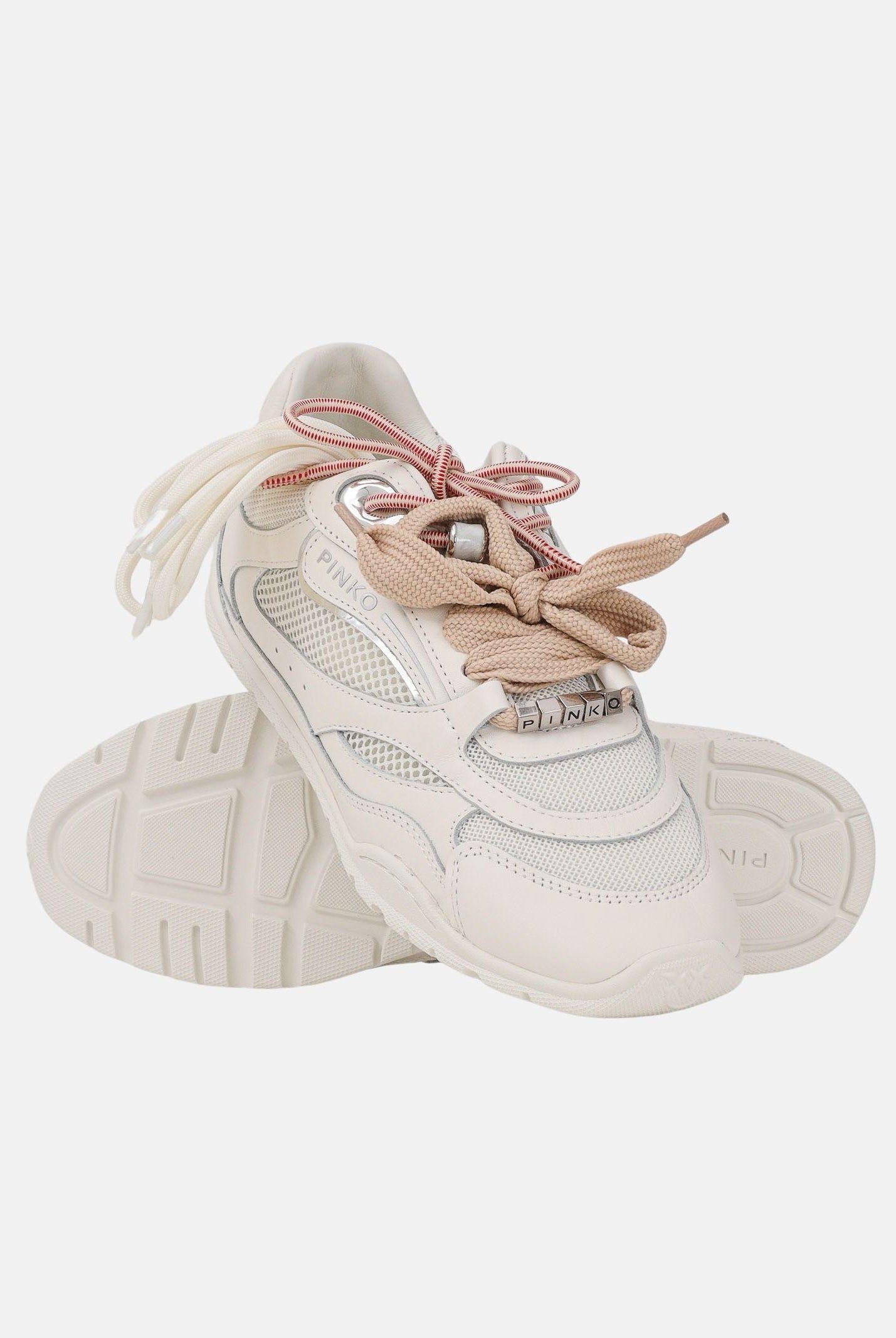 PINKO Sneakers bianche da donna con lacci doppi, cristallo e charm SS0185P132Z1B Z1B PINKO