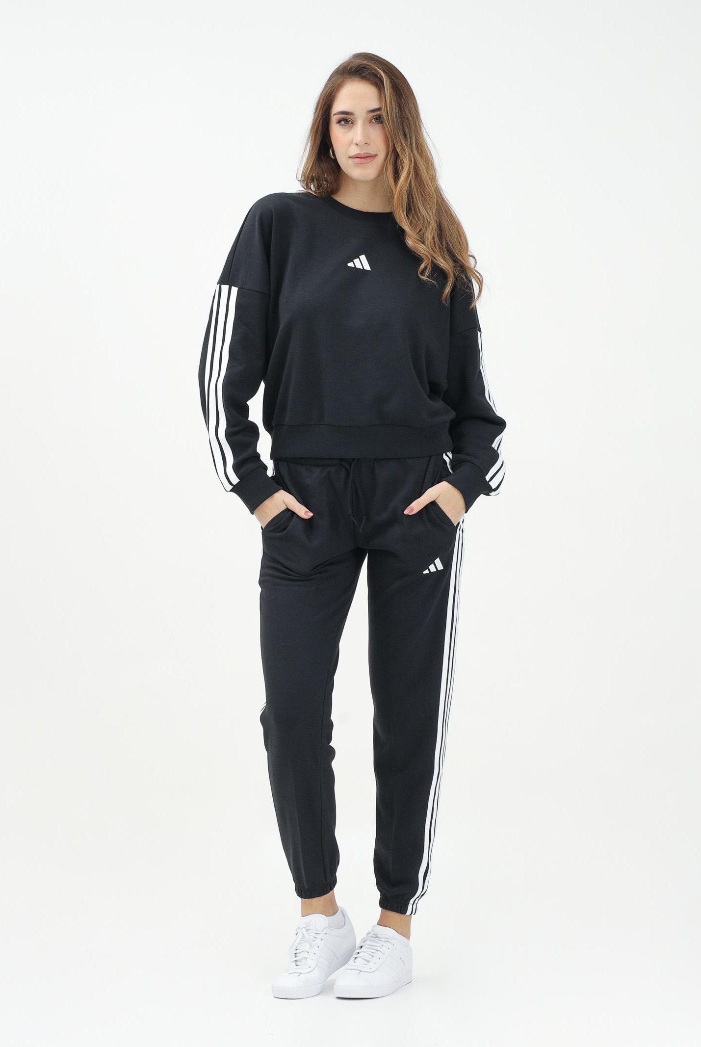 ADIDAS PERFORMANCE Pantalone sportivo Essentials 3-Stripes French Terry Cuffed nero da donna JD5302 ADIDAS PERFORMANCE