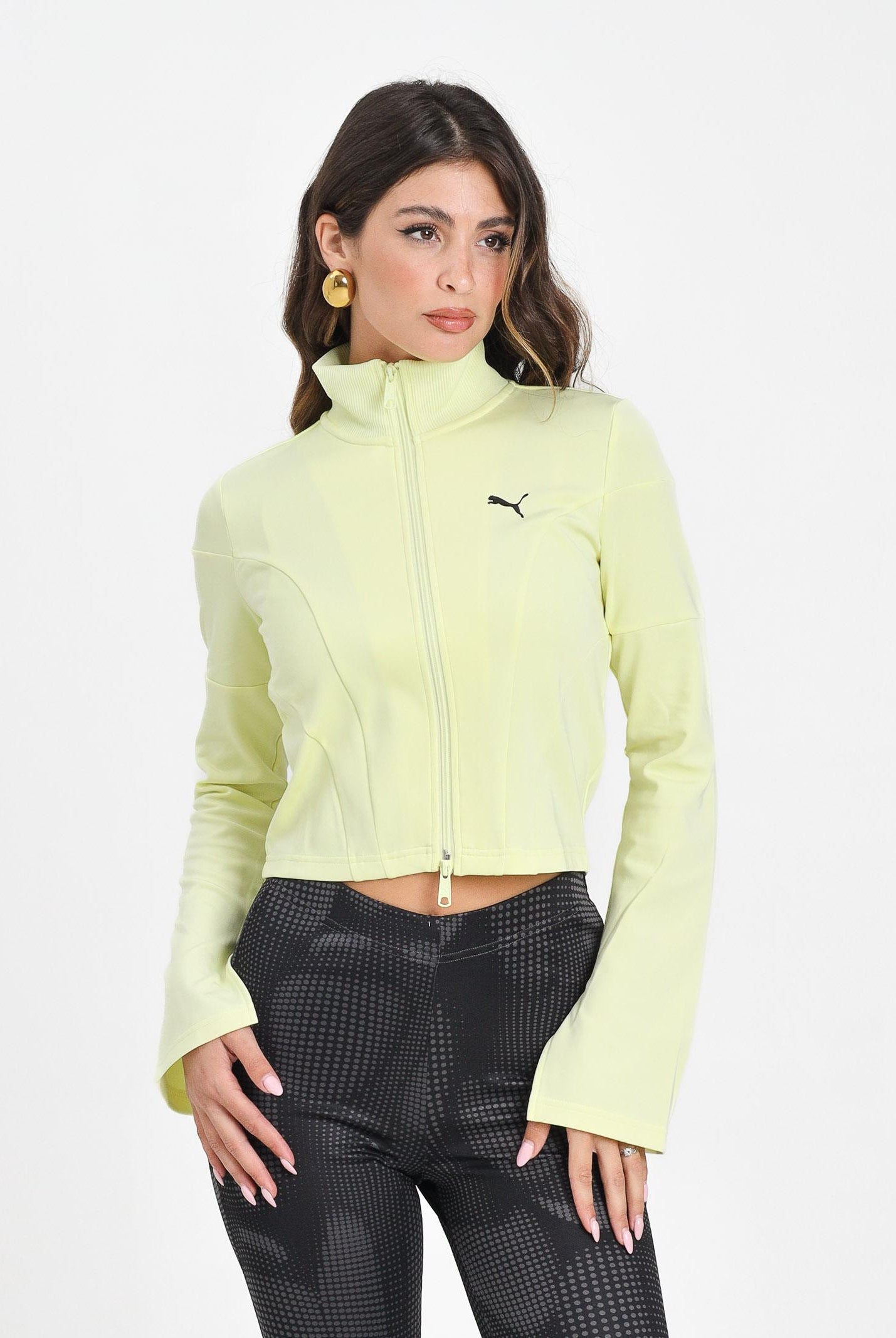 PUMA Felpa con zip DARE TO lime da donna 632146 35 PUMA