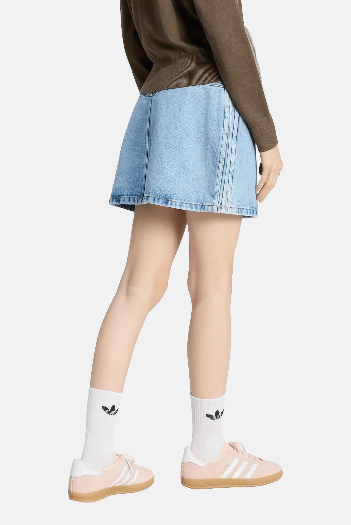 ADIDAS ORIGINALS gonna Mid Rise Denim Skirt Light Denim azzurro chiaro donna. KQ6487 . ADIDAS ORIGINALS