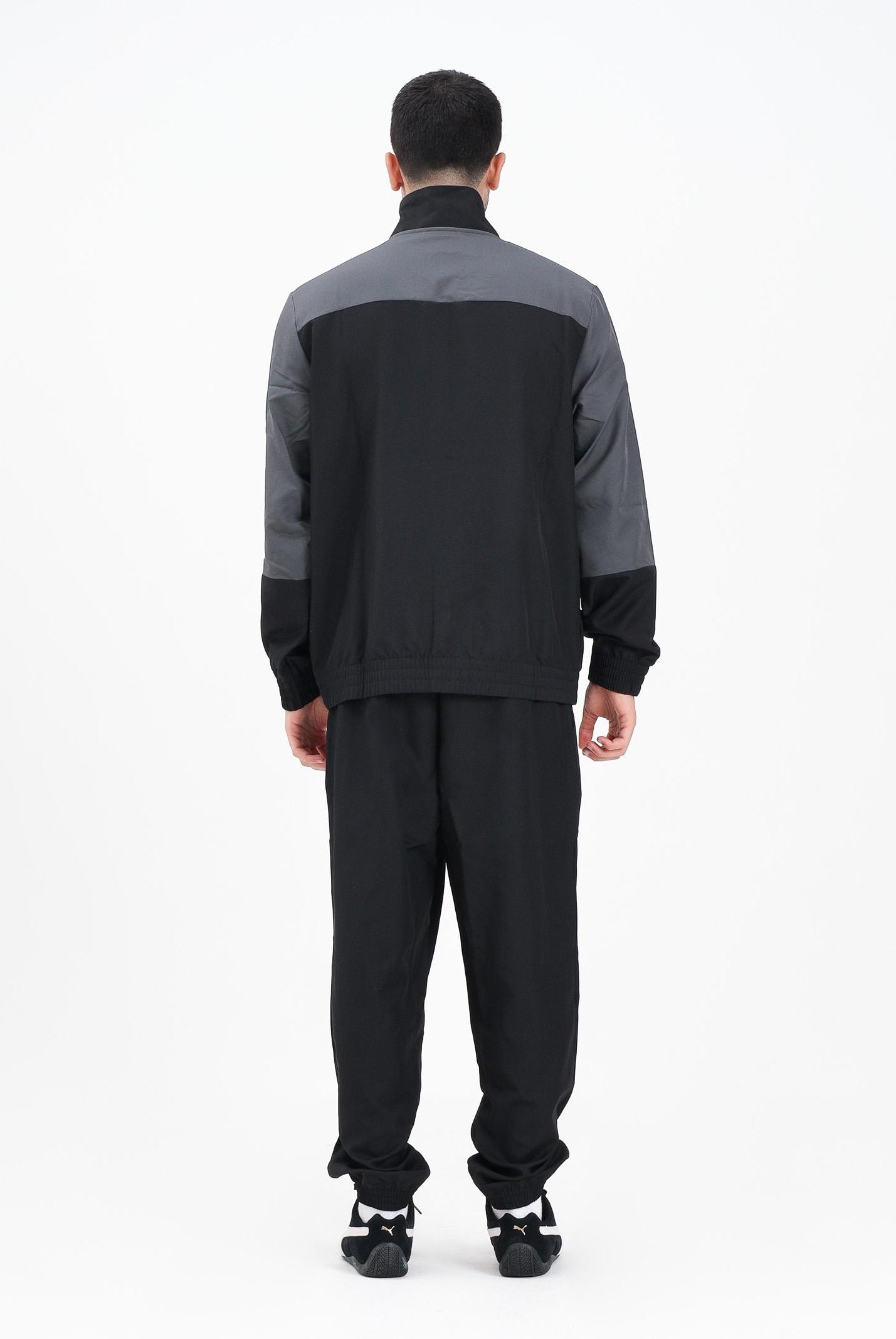 PUMA Tuta in tessuto a blocchi di colore nera e grigia da uomo 688173 01 PUMA