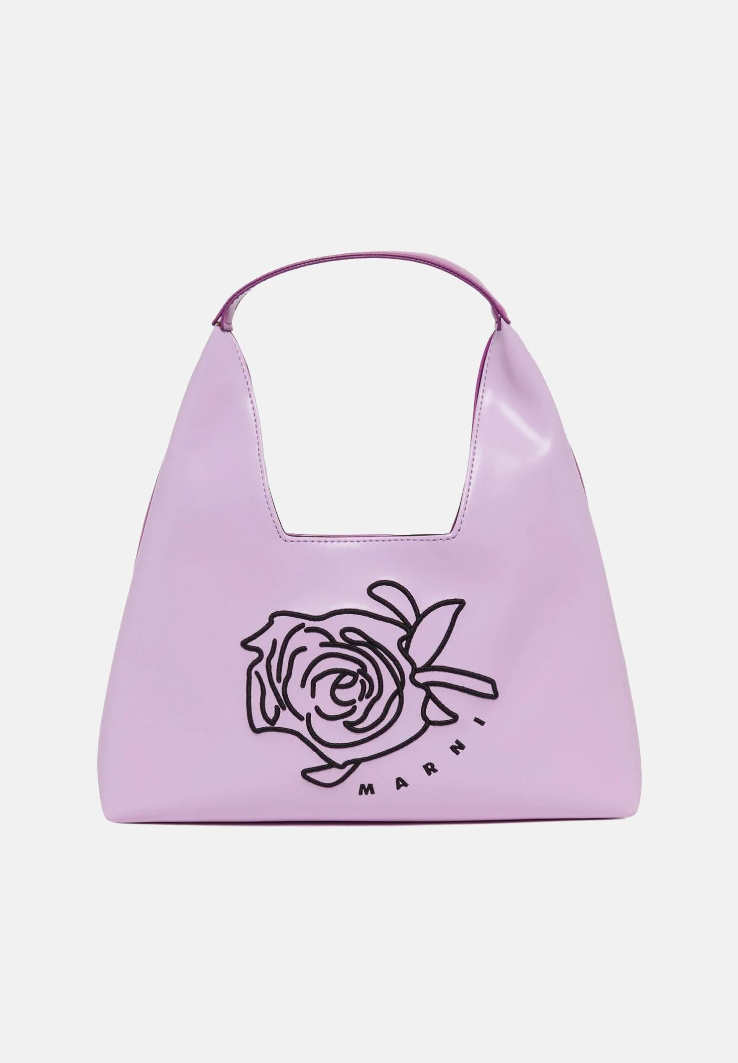 MARNI Borsa a mano Diamond lilla e viola da donna con motivo floreale ricamato M01837M00TK 0M612 MARNI