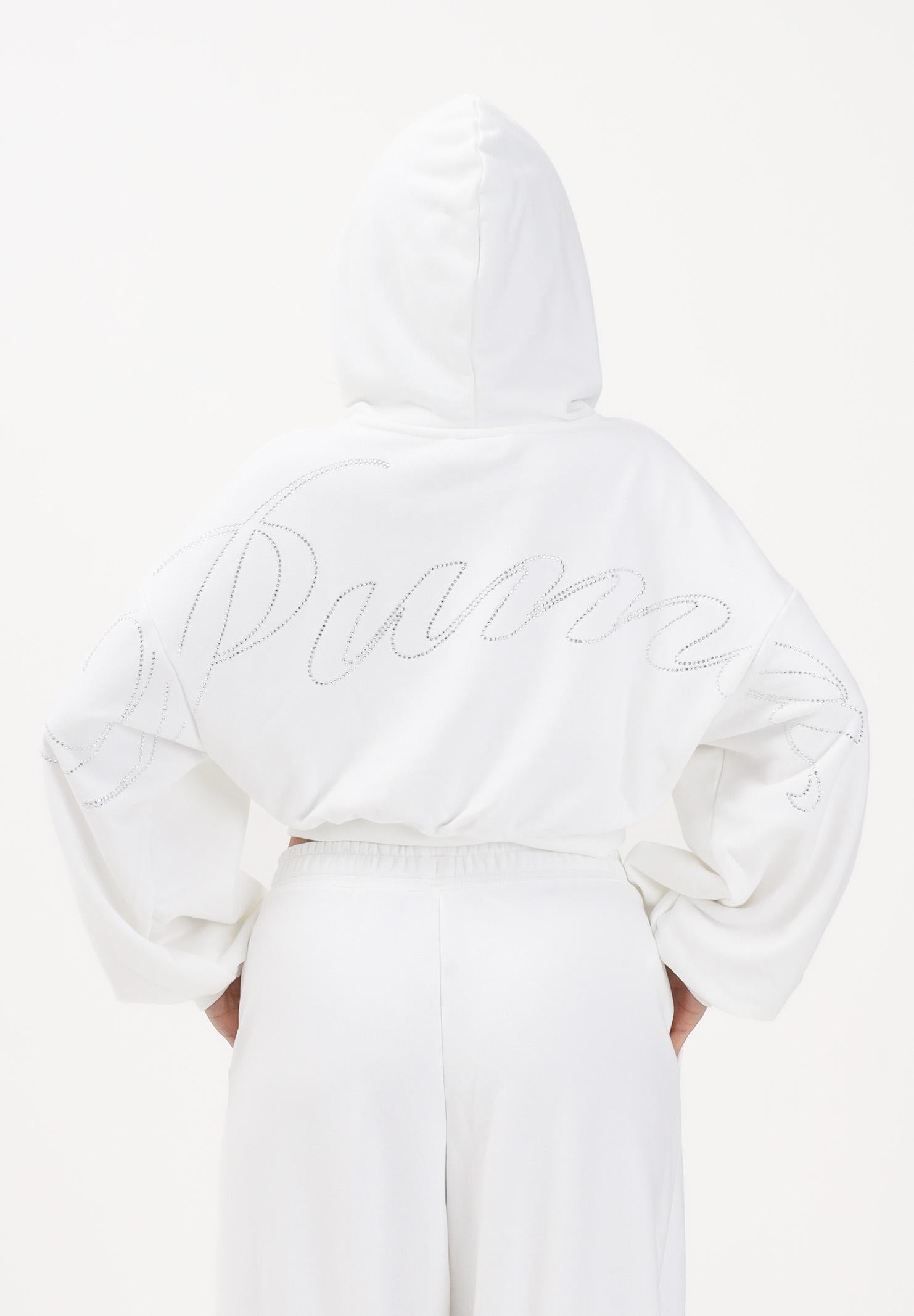 PUMA Felpa con zip garzata Essentials Graphics Bedazzled bianca da donna 635394 02 PUMA