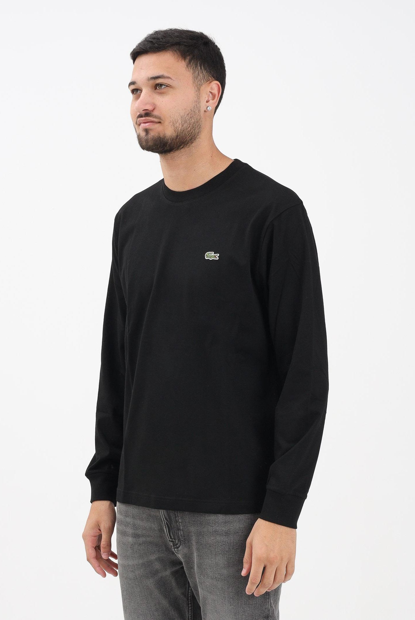 LACOSTE T-shirt a manica lunga nera da uomo con logo TH7307 031 LACOSTE