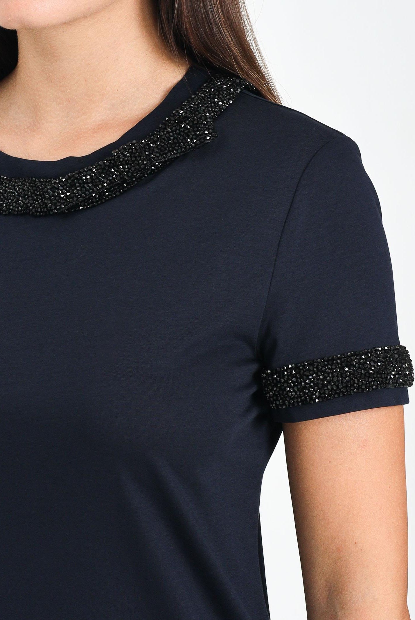 MAX MARA T-shirt a manica corta blu da donna con dettaglio gioiello 2526976013600 010 MAX MARA