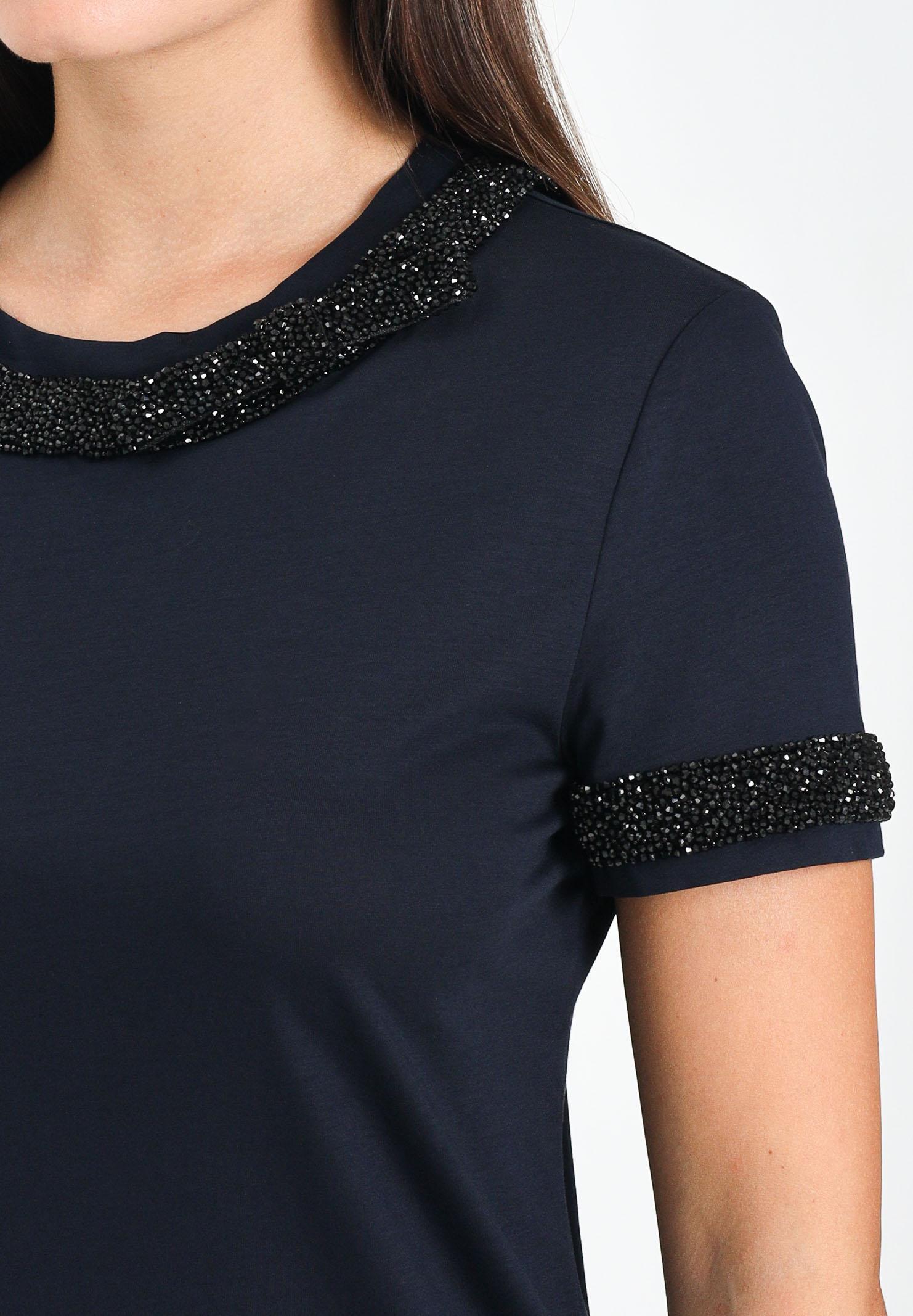 MAX MARA T-shirt a manica corta blu da donna con dettaglio gioiello 2526976013600 010 MAX MARA