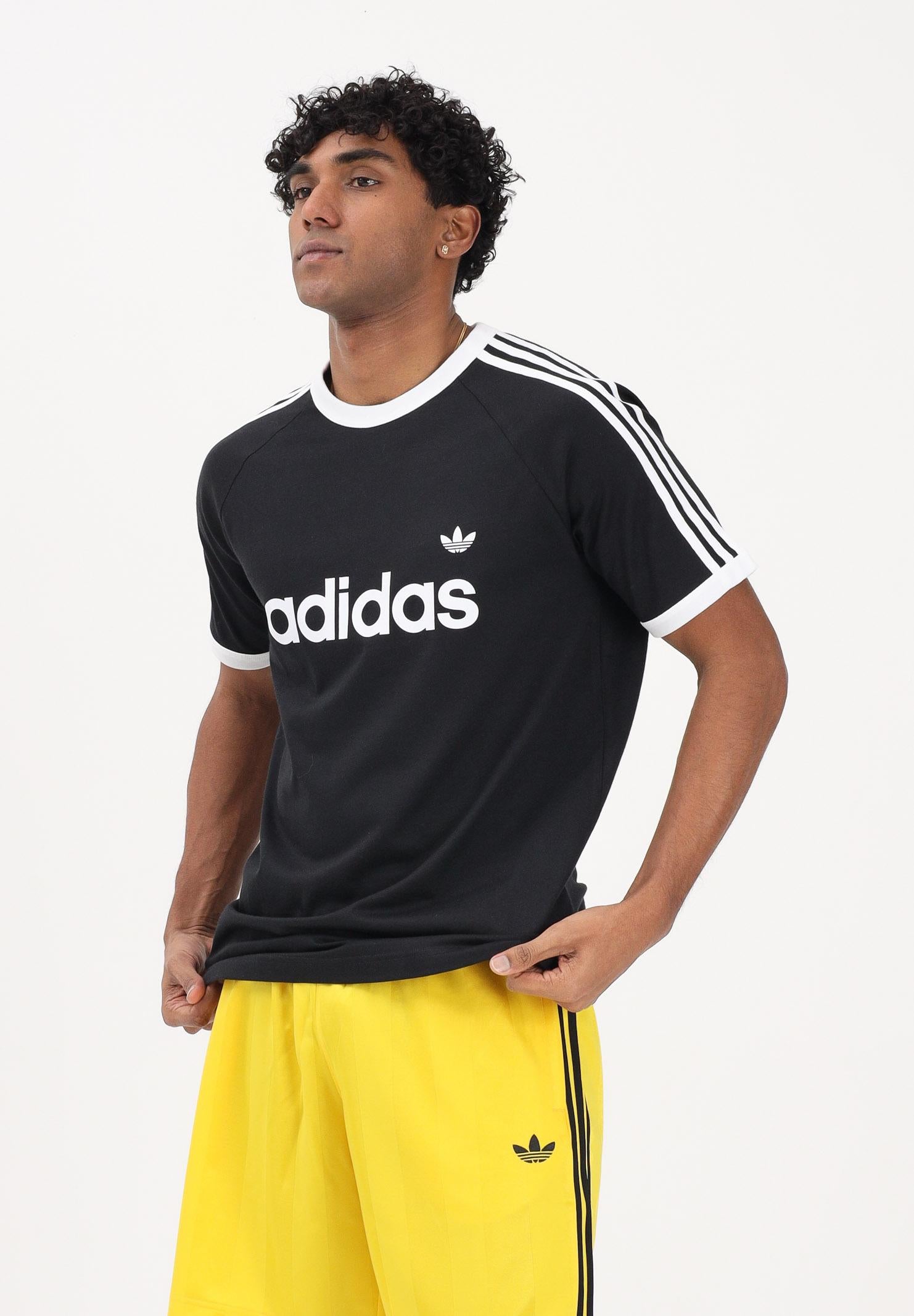 ADIDAS ORIGINALS T-shirt a manica corta 3-Stripes Slim Ringer nera da uomo KF0417 . ADIDAS ORIGINALS