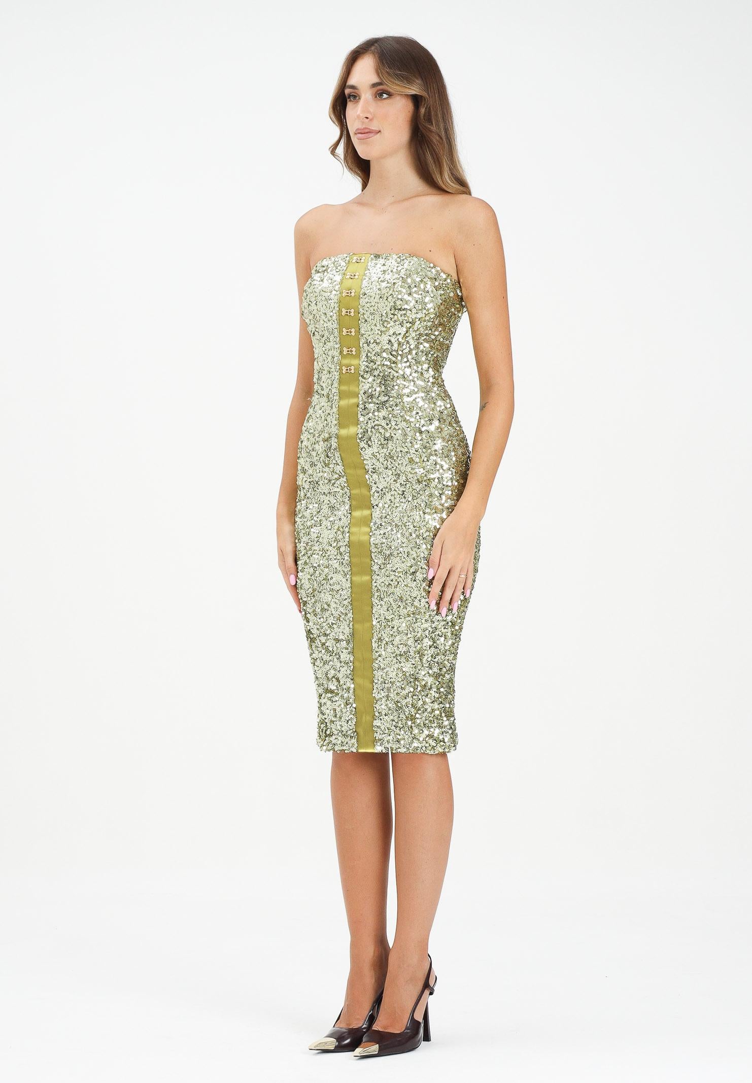 ELISABETTA FRANCHI Abito midi verde da donna completamente ricoperto di paillettes AB88357E2 EA9 ELISABETTA FRANCHI