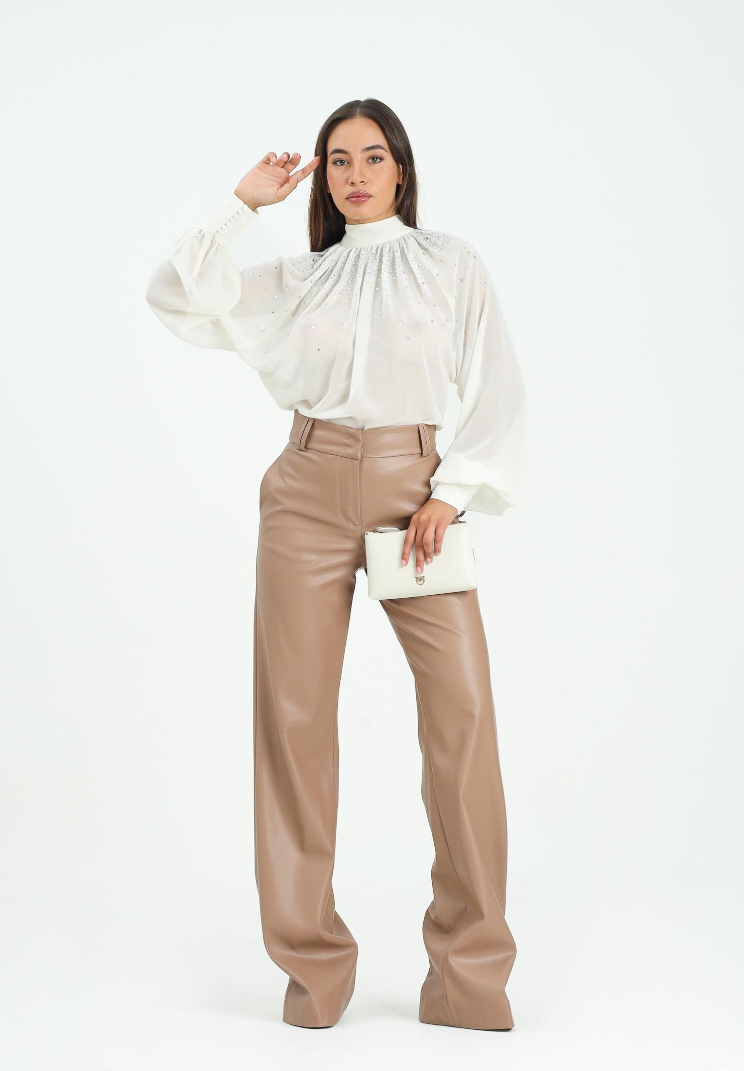 ALMA SANCHEZ Pantalone Pozio in ecopelle cammello da donna AS2526047EP 122 ALMA SANCHEZ