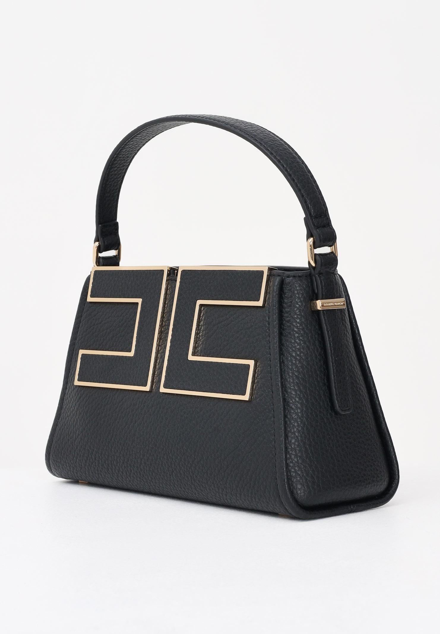 ELISABETTA FRANCHI Borsa a spalla nera da donna con logo BS36A56E2 110 ELISABETTA FRANCHI